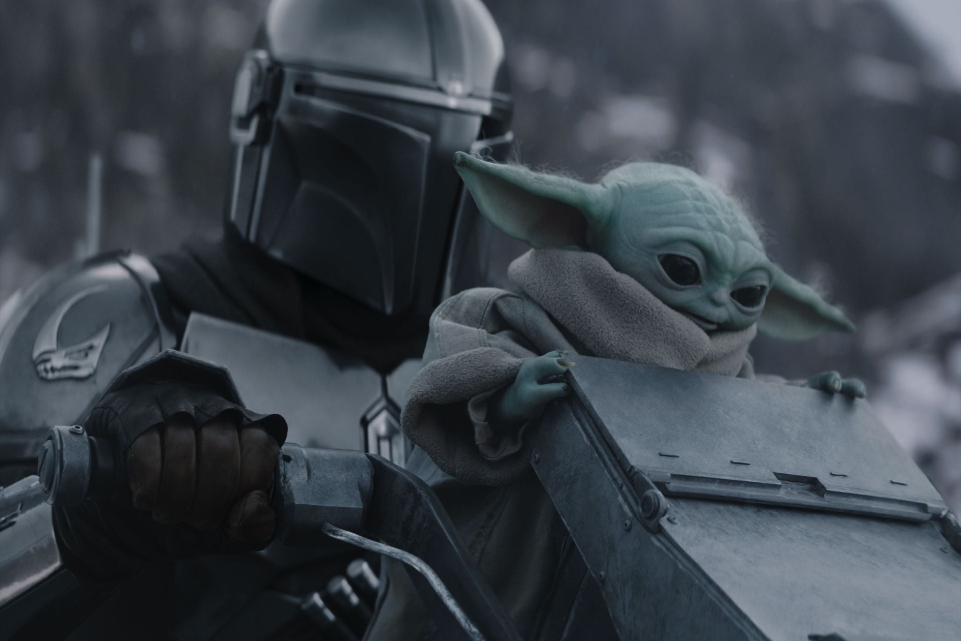 Mando and Grogu are going for a ride.