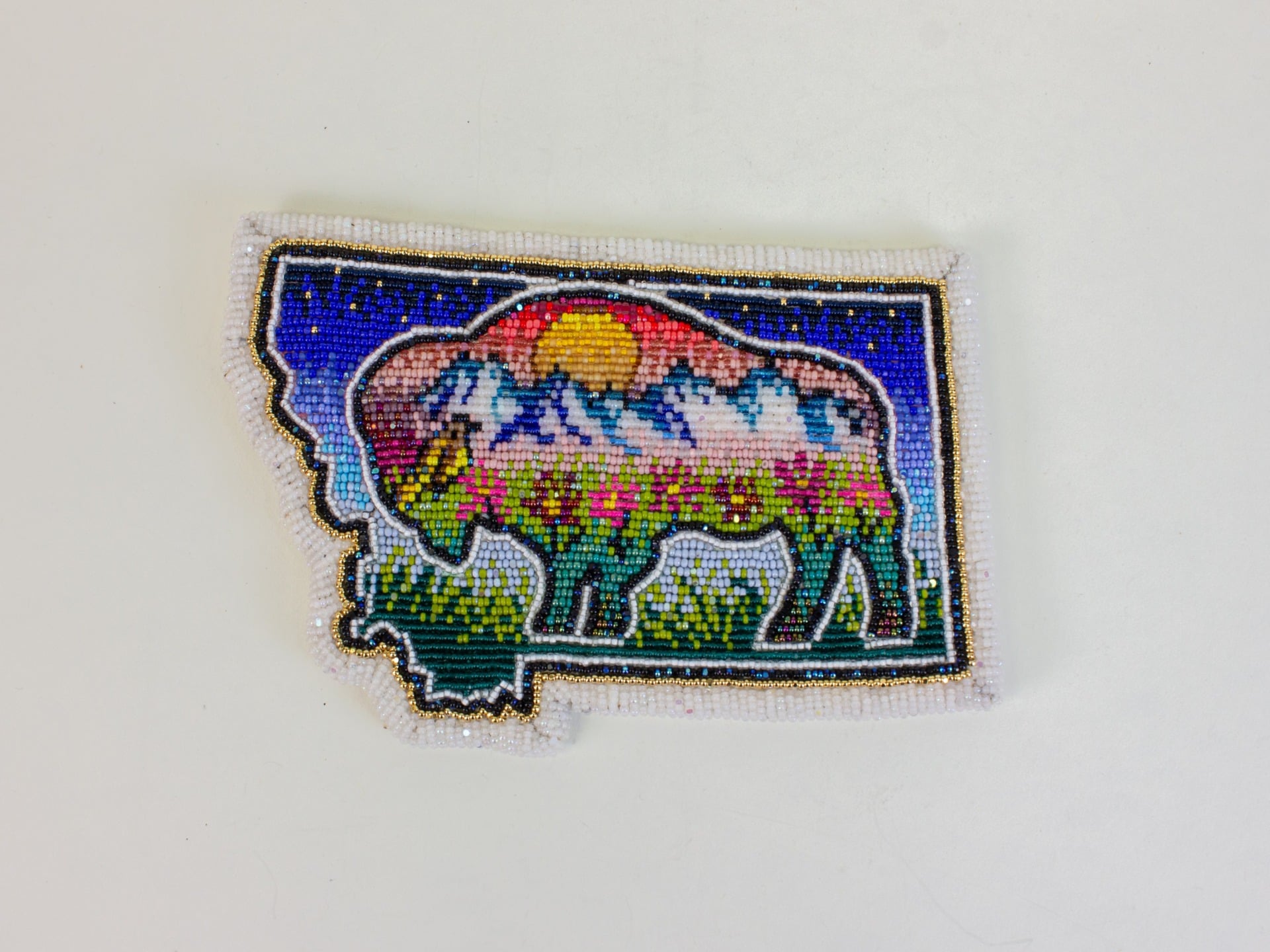 Beaded artwork created by a Crow / Hidatsa / Arikara artist for Montana's contribution to the America 250 time capsule.