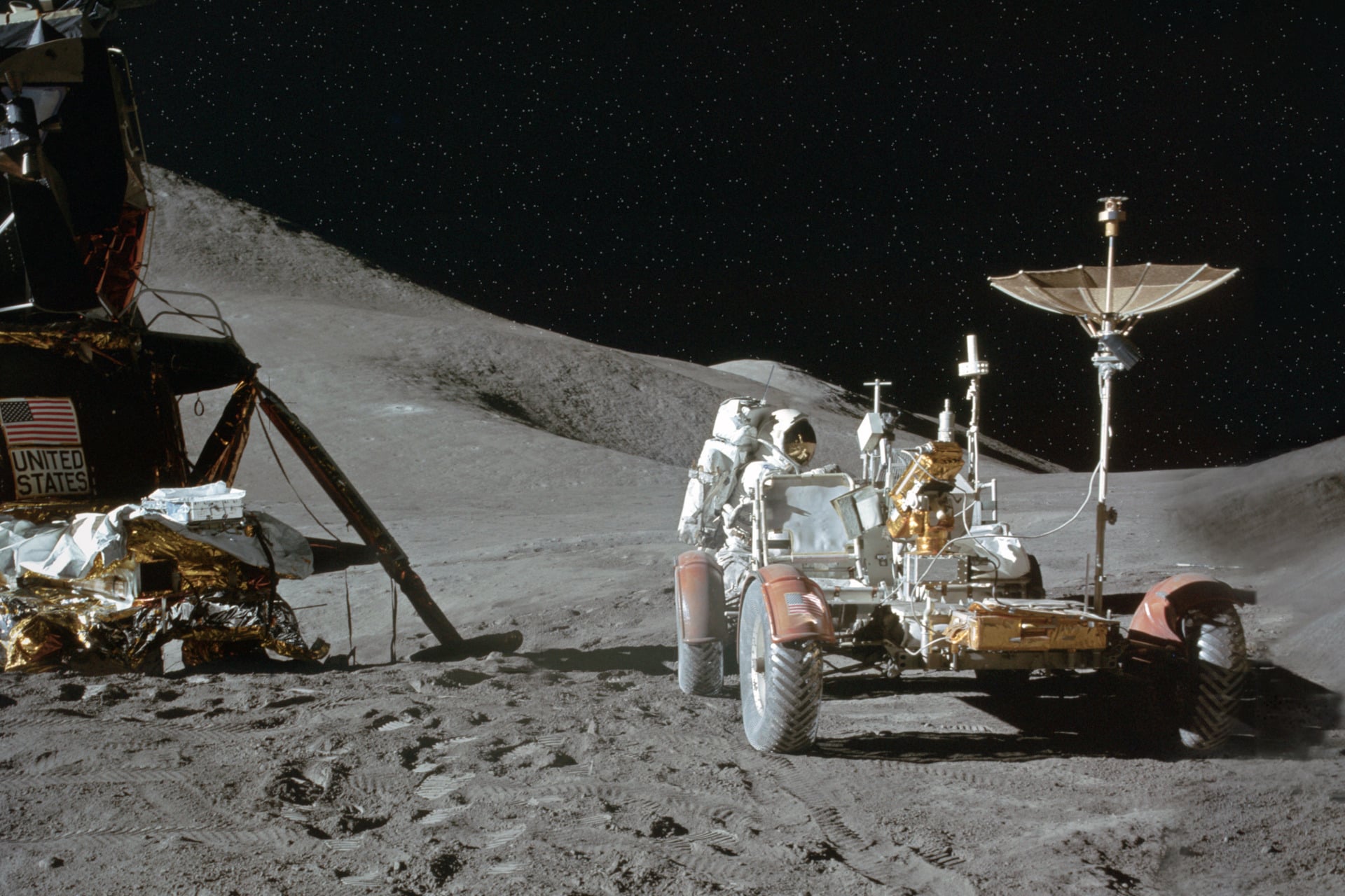 NASA’s Apollo 15 astronauts on the Moon’s surface.