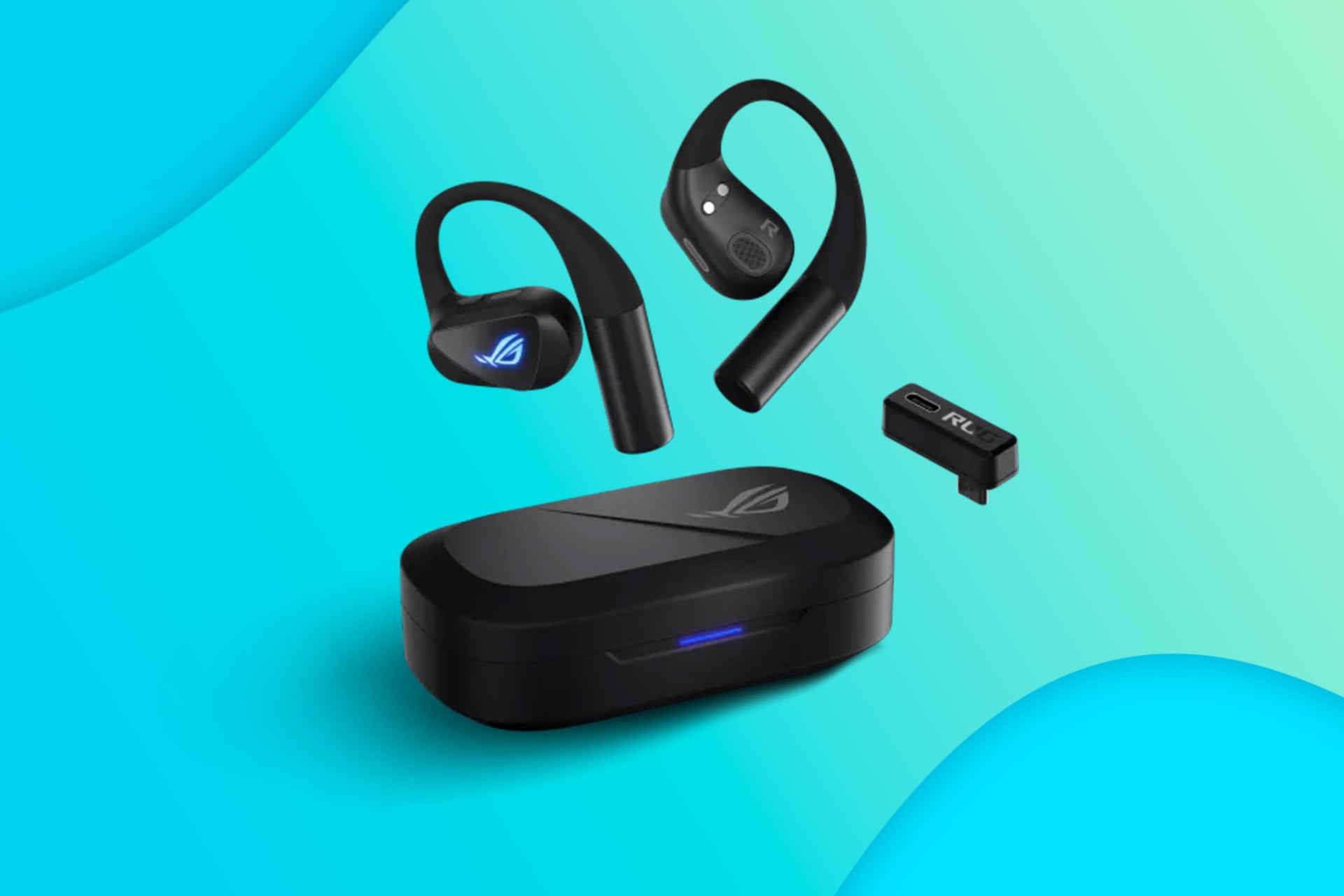 An image of the Asus Rog Cetra Open Wireless Gaming Earbuds.