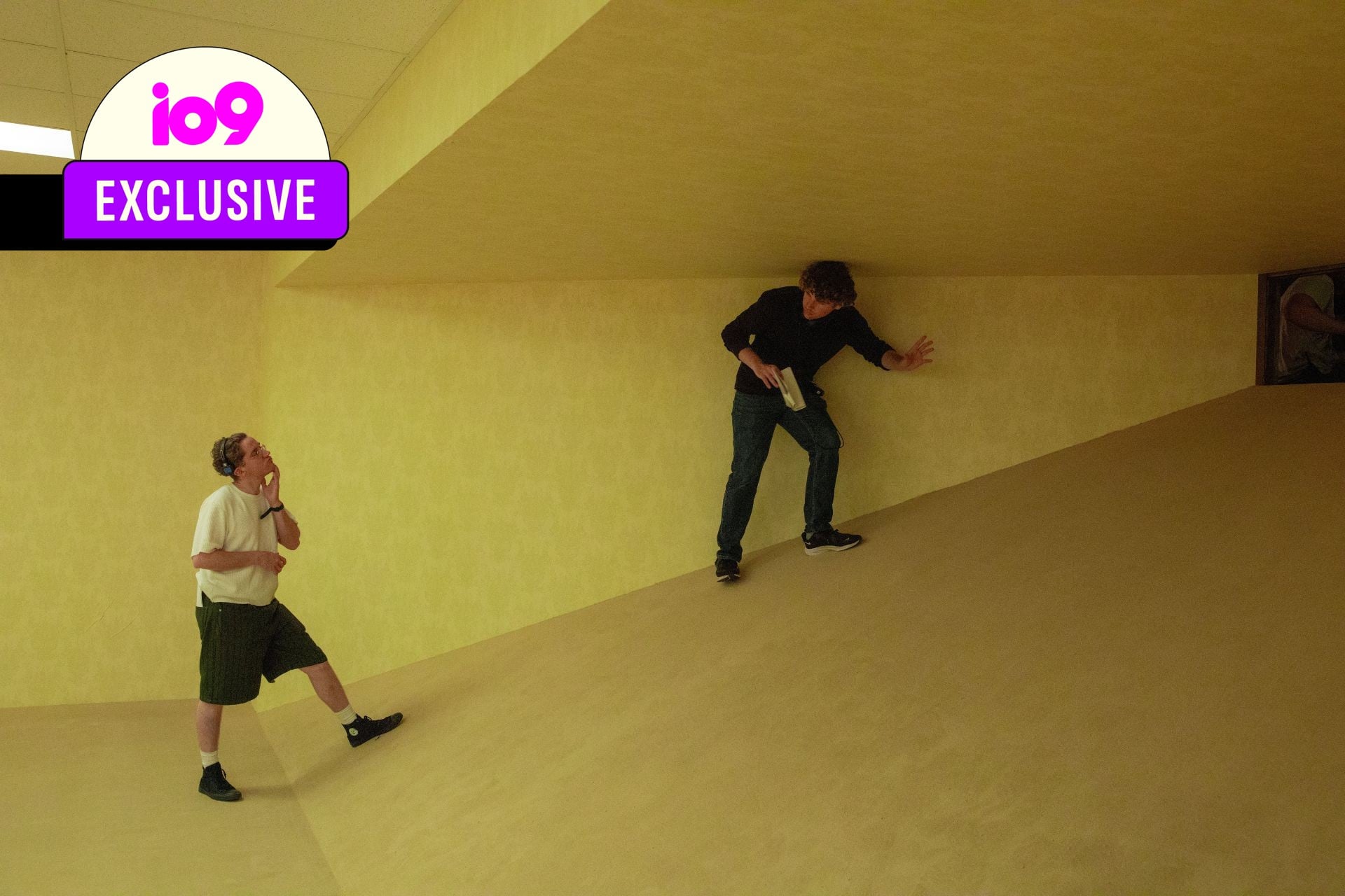 Kane Parsons traversing the set of 'Backrooms' for one of his actors.