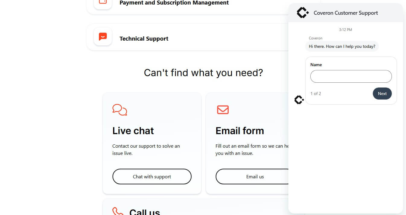 Coveron Review Customer Support