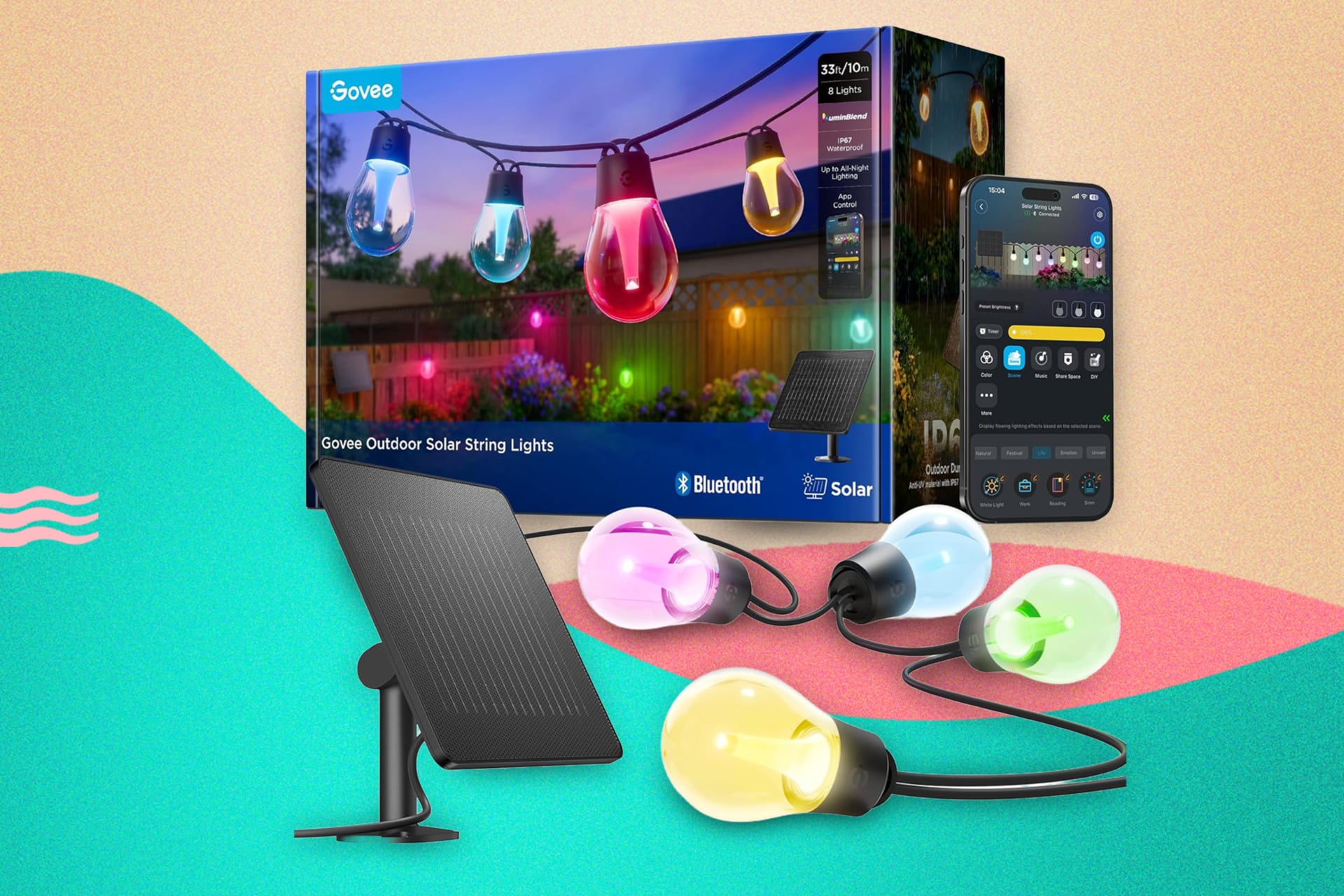 A product image of the Govee Outdoor Solar String Lights.