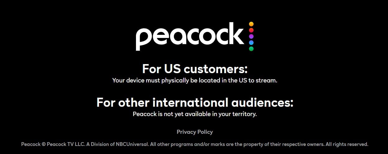 Peacock Abroad Blocked