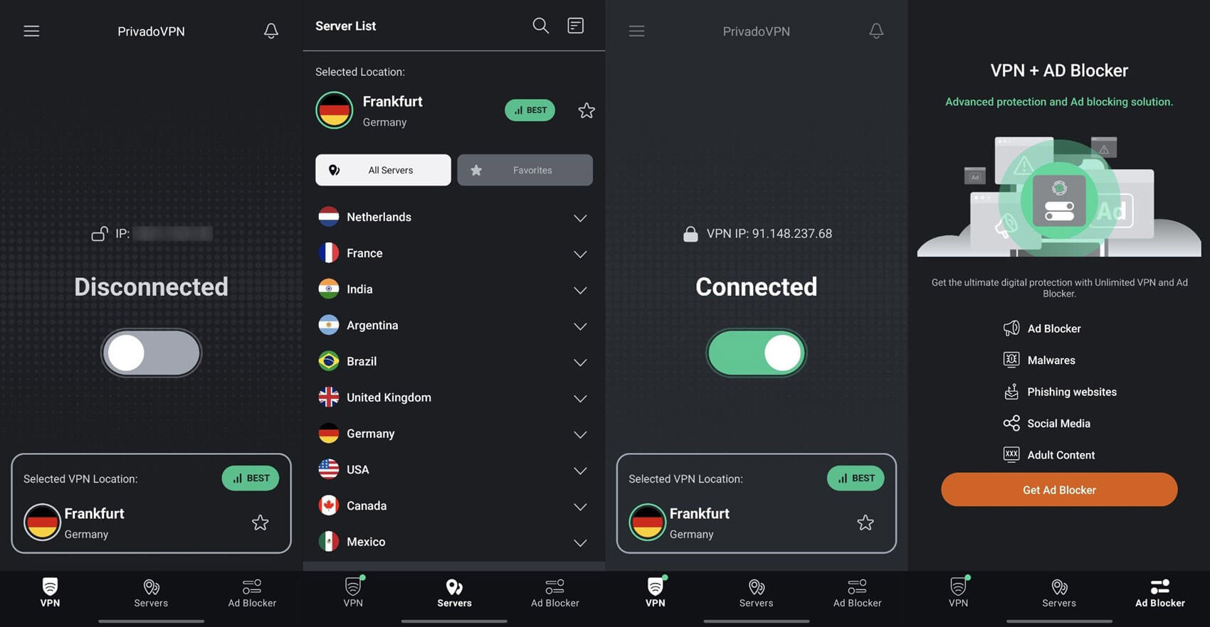 PrivadoVPN Best Free iPhone VPN