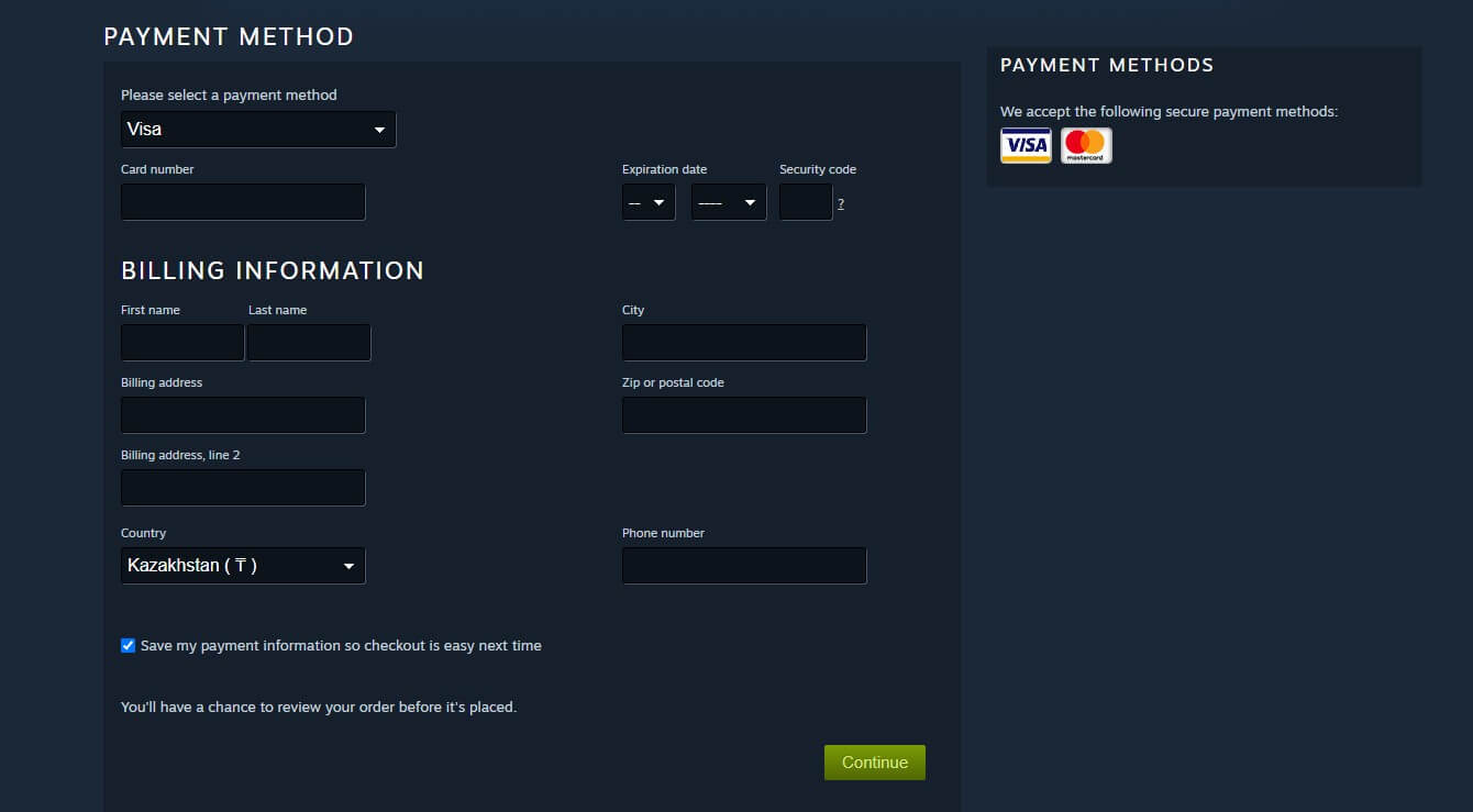 Steam Change Country Kazakhstan Credit Card