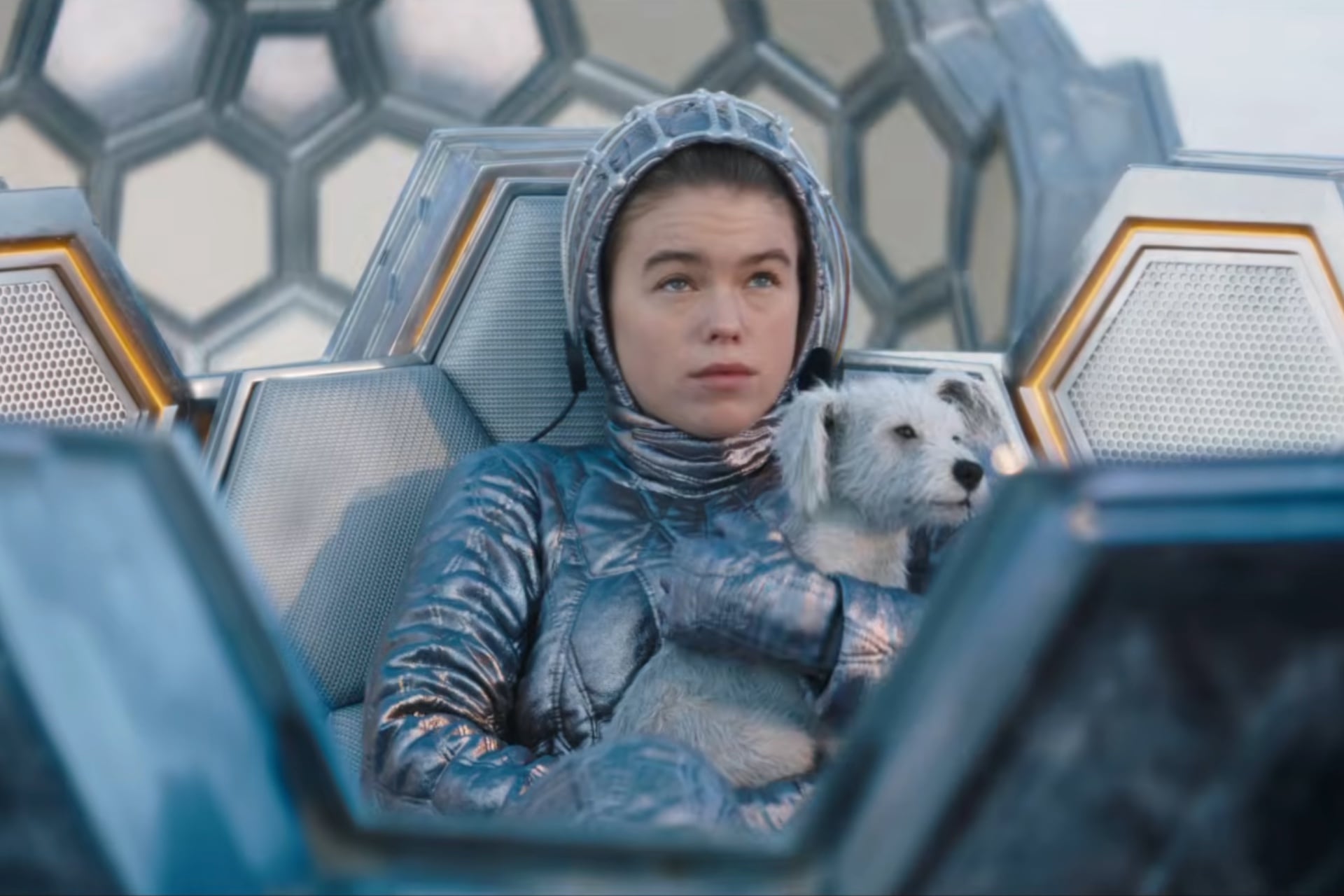 Supergirl (Milly Alcock) and puppy Krypto in 'Supergirl.'
