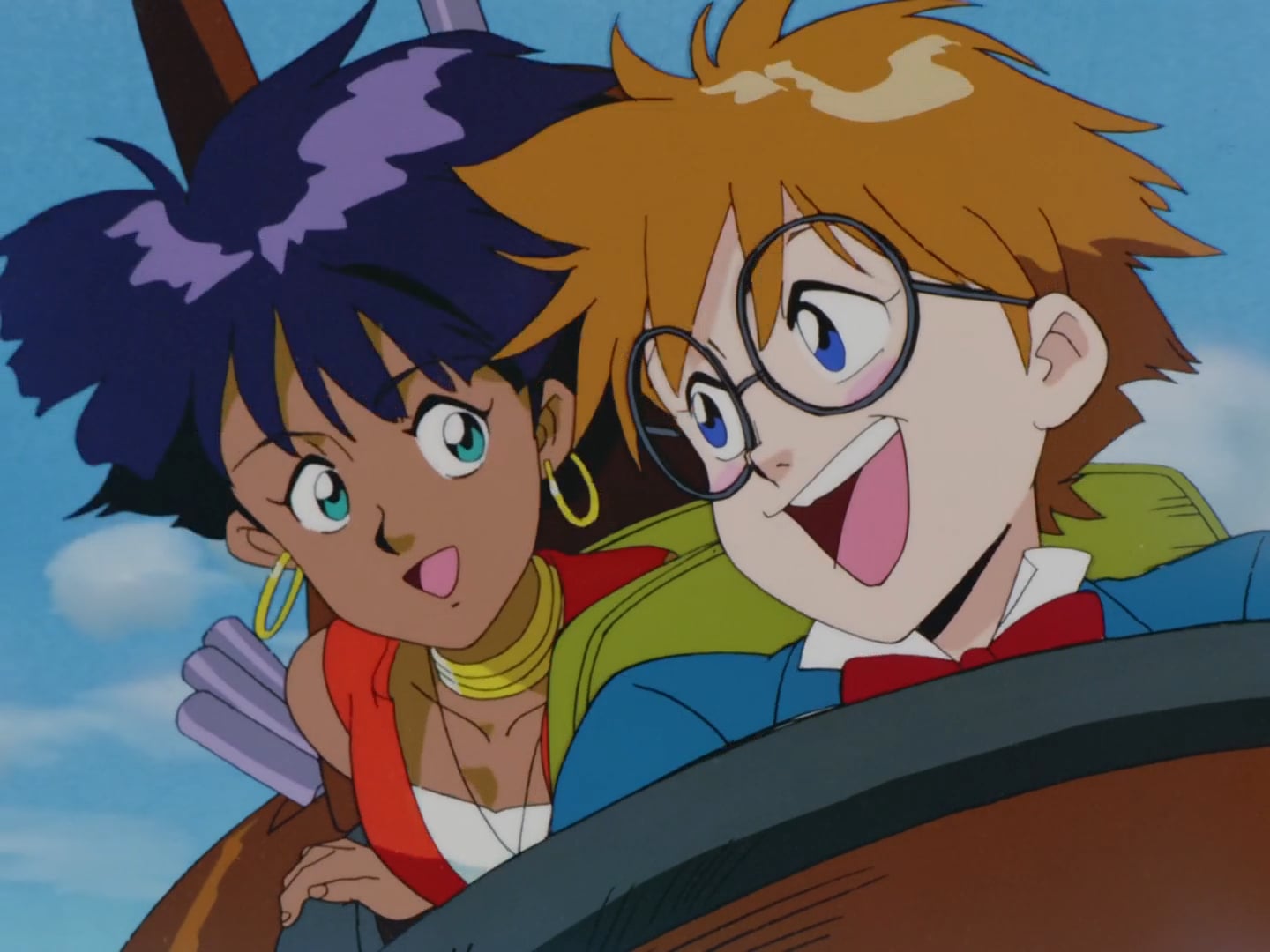 Nadia: The Secret of Blue Water still of Nadia and Jean flying.