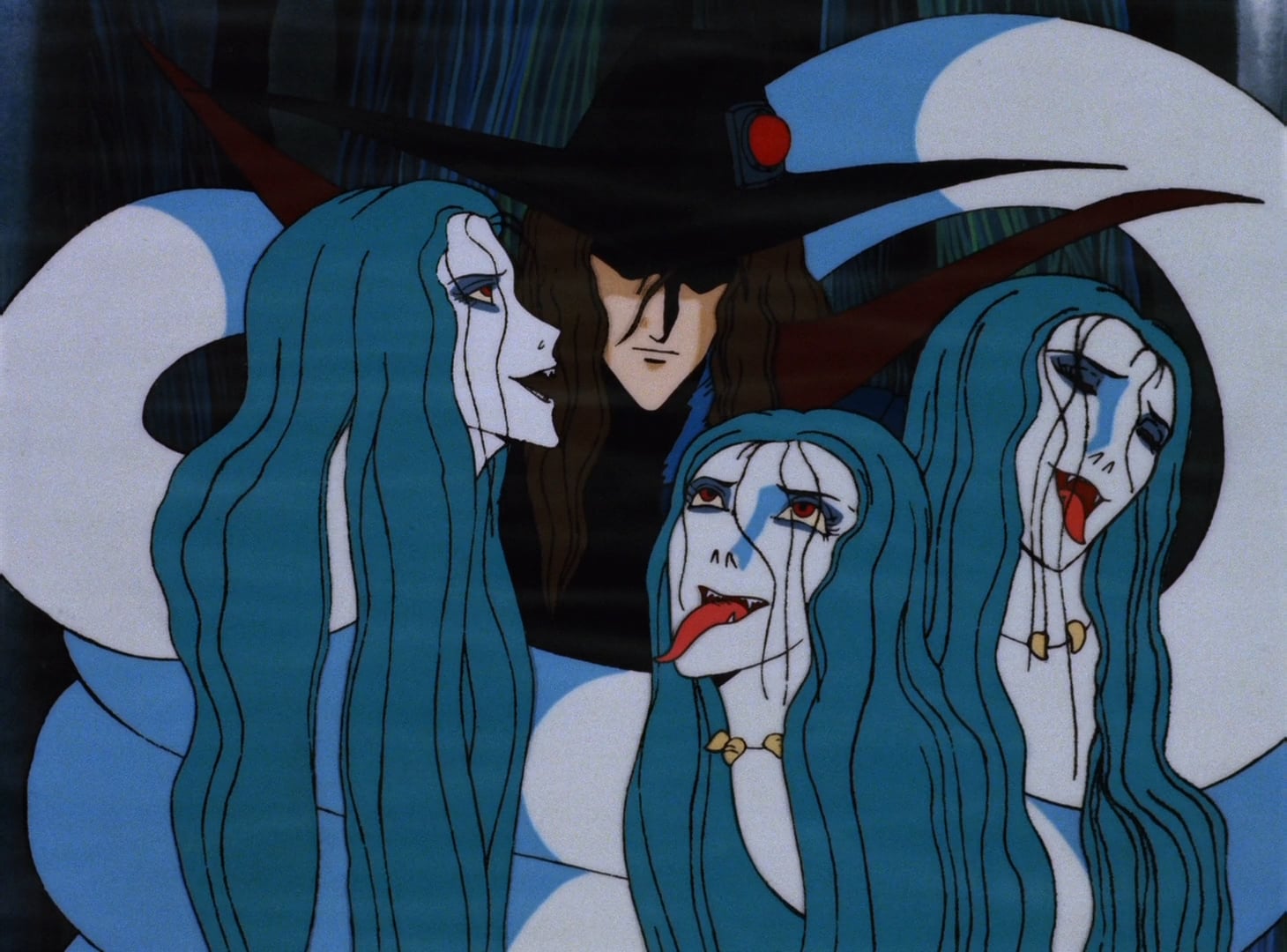 Vampire Hunter D still of lamias encircling D.