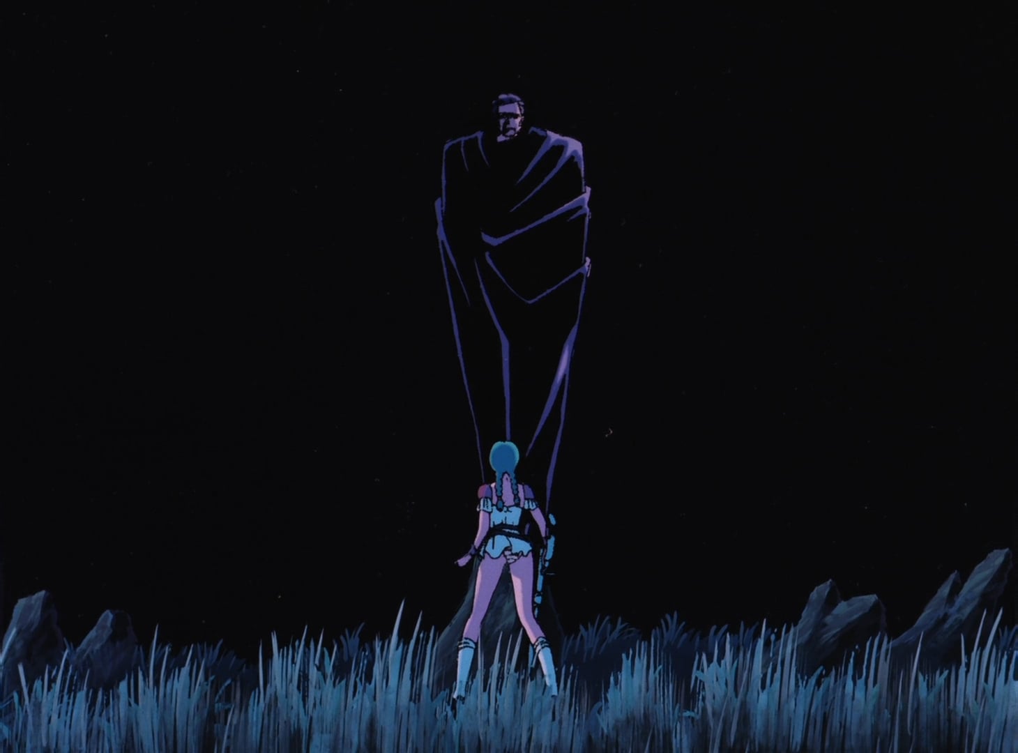 Vampire Hunter D still of Magnus looming over Doris.