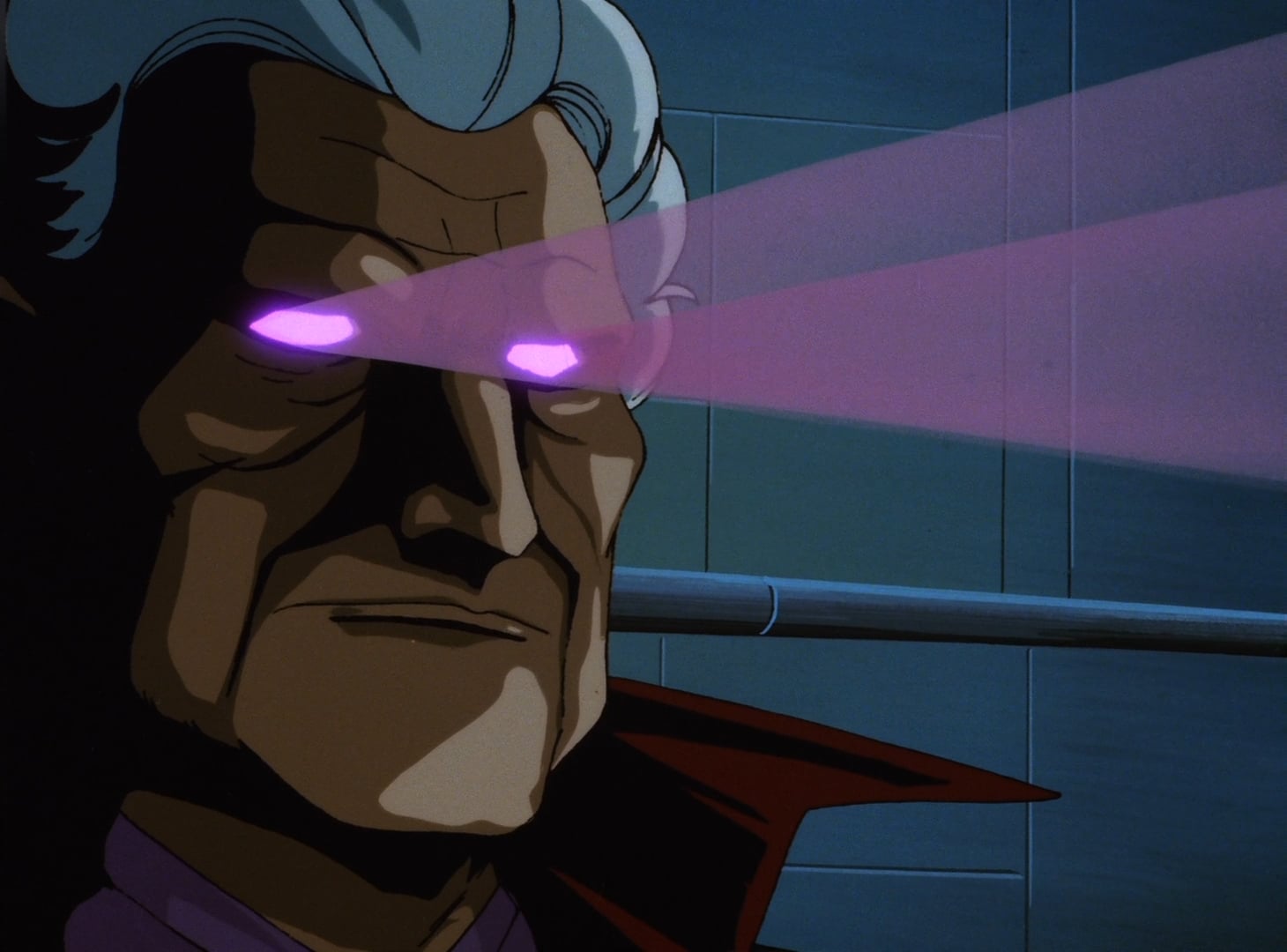 Vampire Hunter D still of Magnus shooting lasers from his eyes.