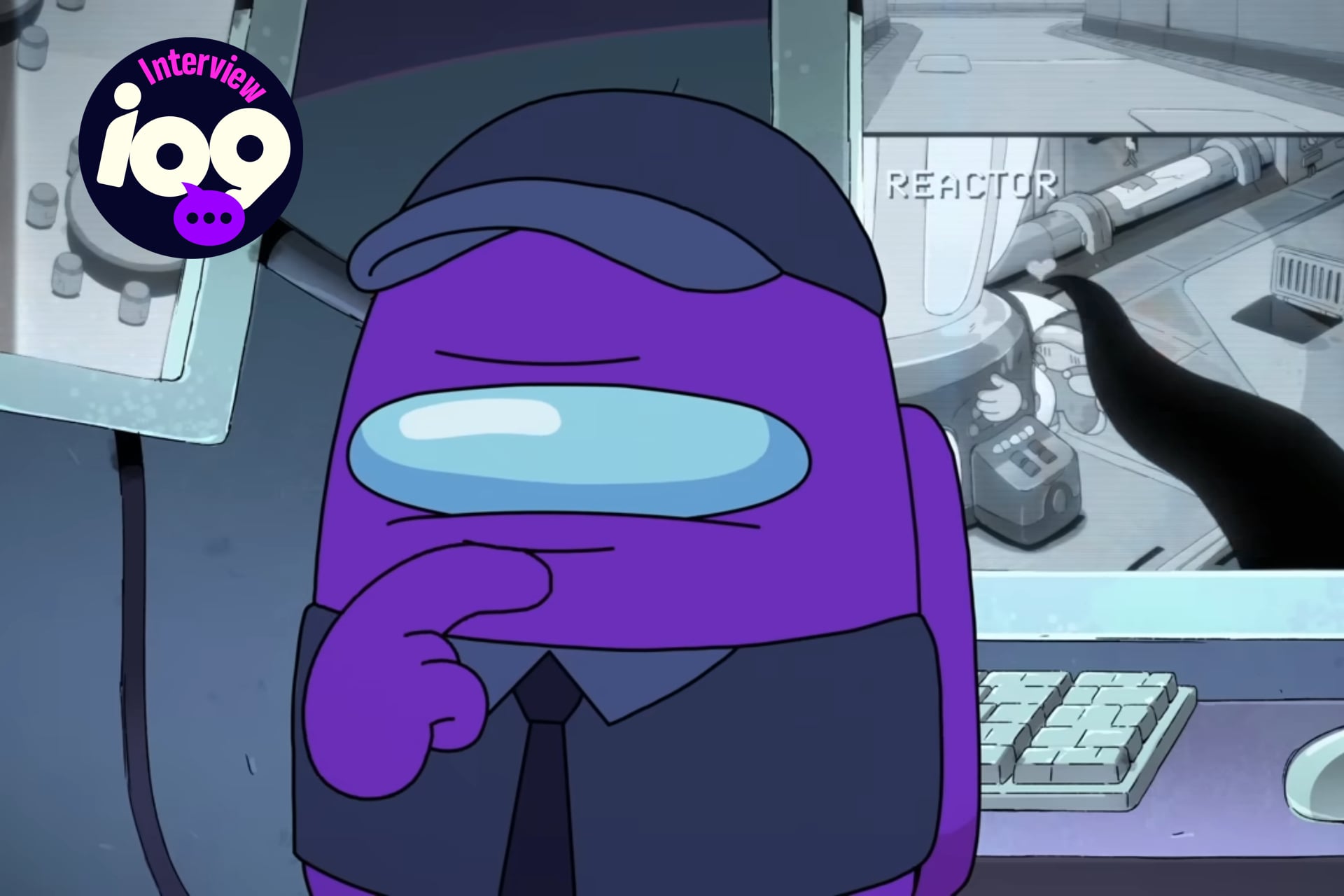 Among Us image of a security guard thinking.