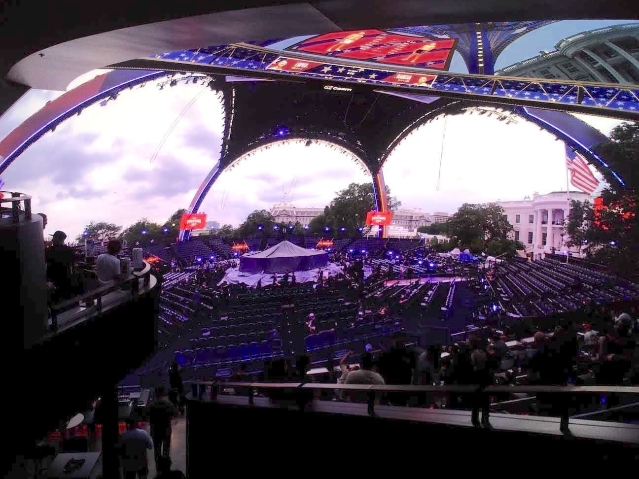 The UFC ring on the south lawn of the White House, viewed on a domed screen
