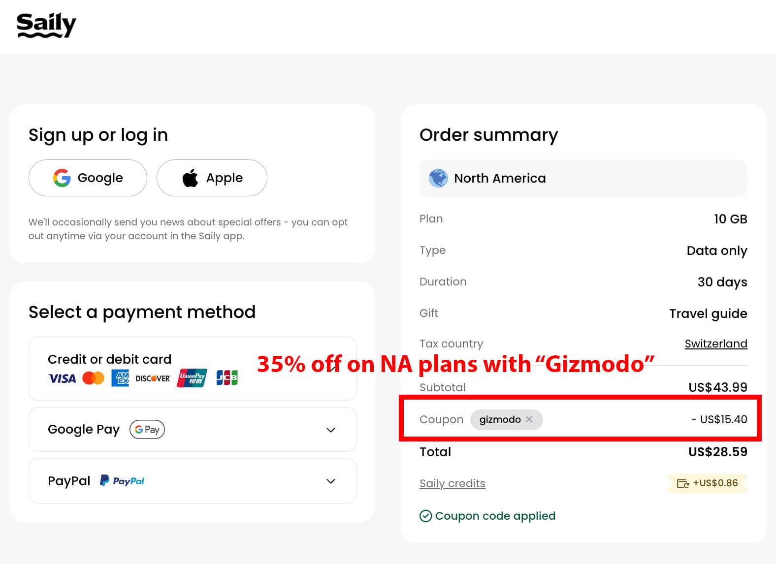 Coupon Saily Gizmodo Na Plan
