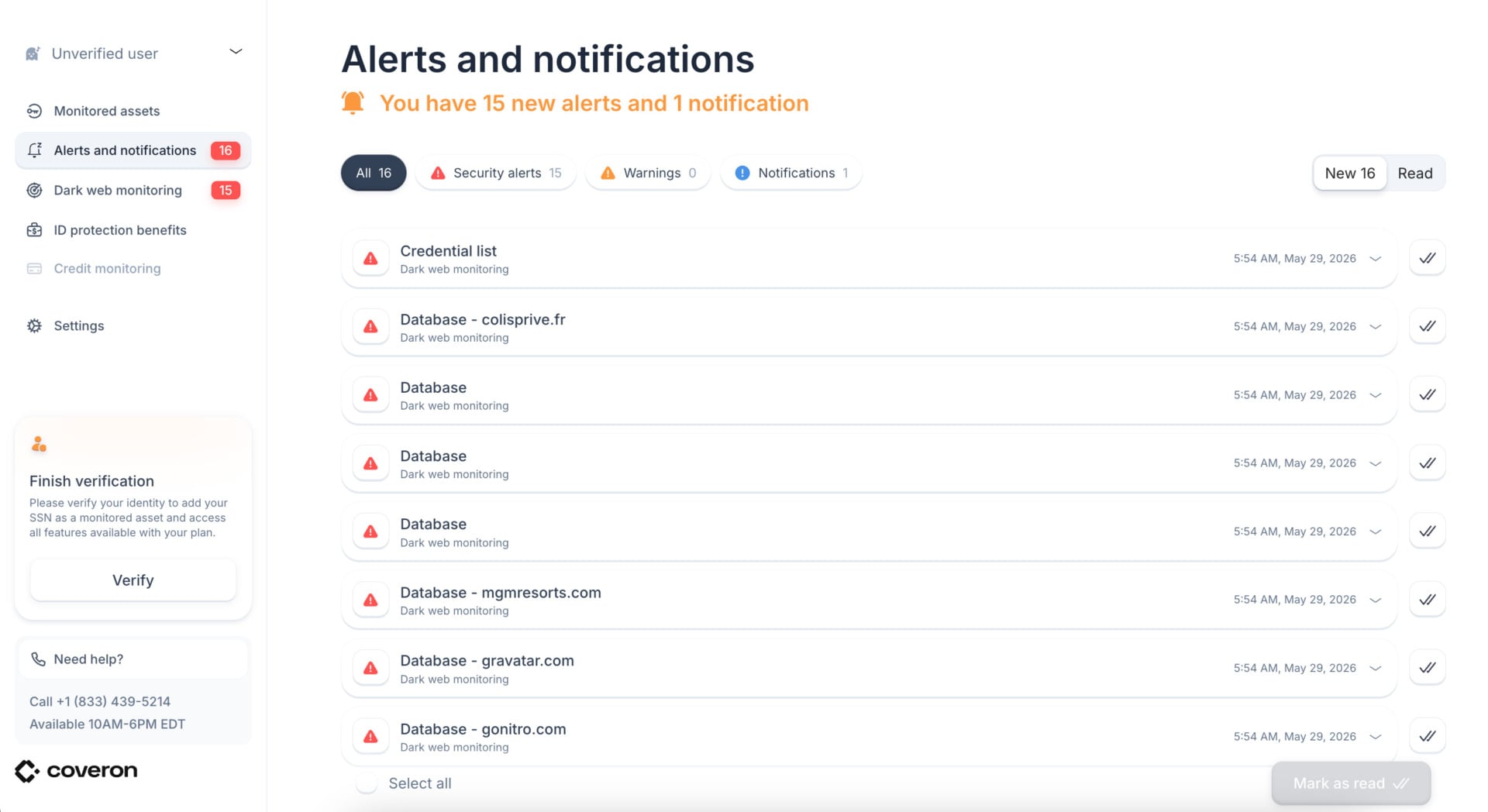 Coveron Alerts Email