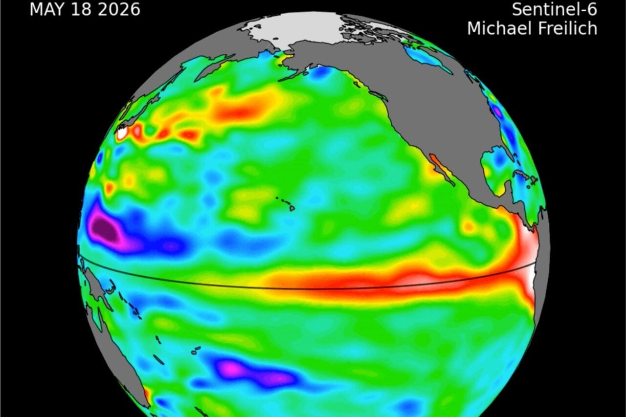 a graphic showing the formation of a kelvin wave in the Pacific Ocean
