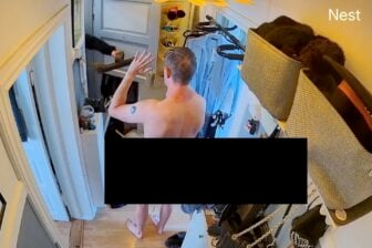 Home security camera footage released by activist Lars Andersen in Denmark that shows police raiding his home.