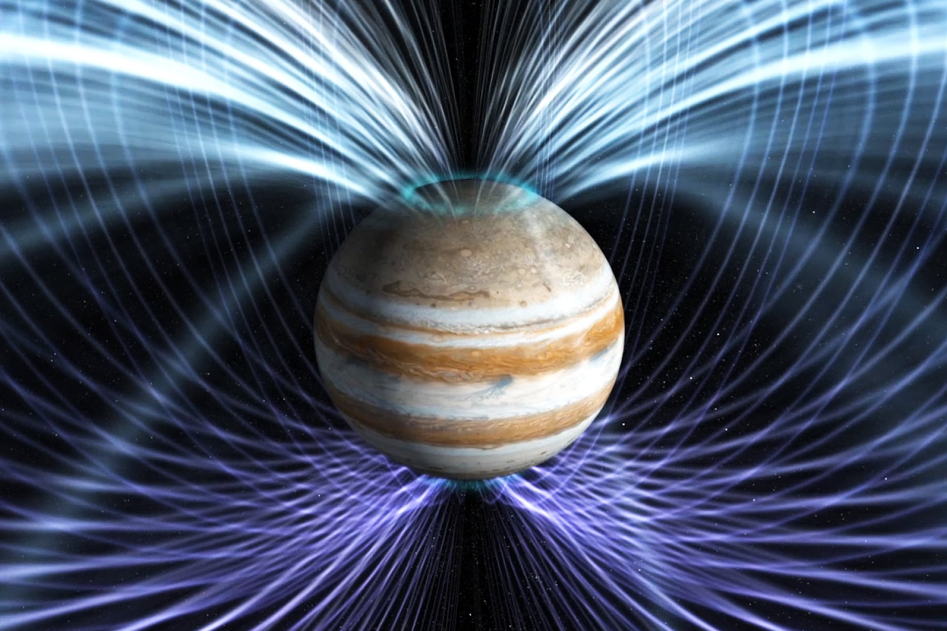 A graphic representation of Jupiter's magnetic field.