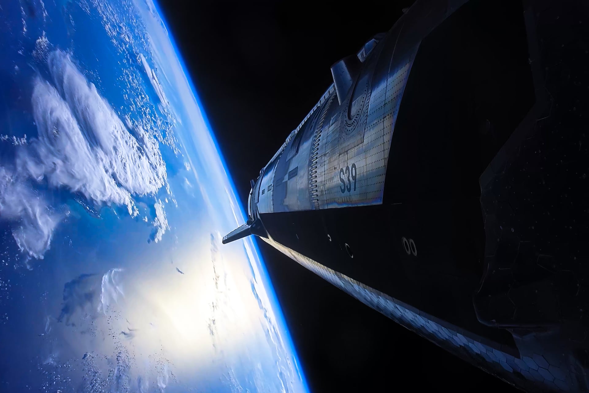 A view from Starship's upper stage during its latest test flight.
