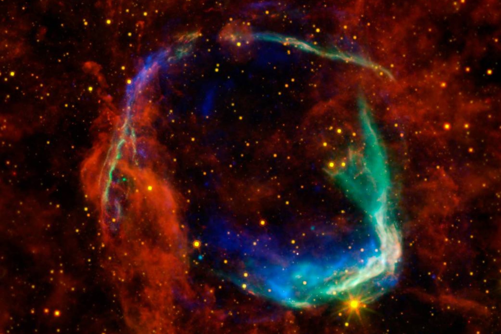 An image of the remains of RCW 86, the oldest documented example of a supernova.
