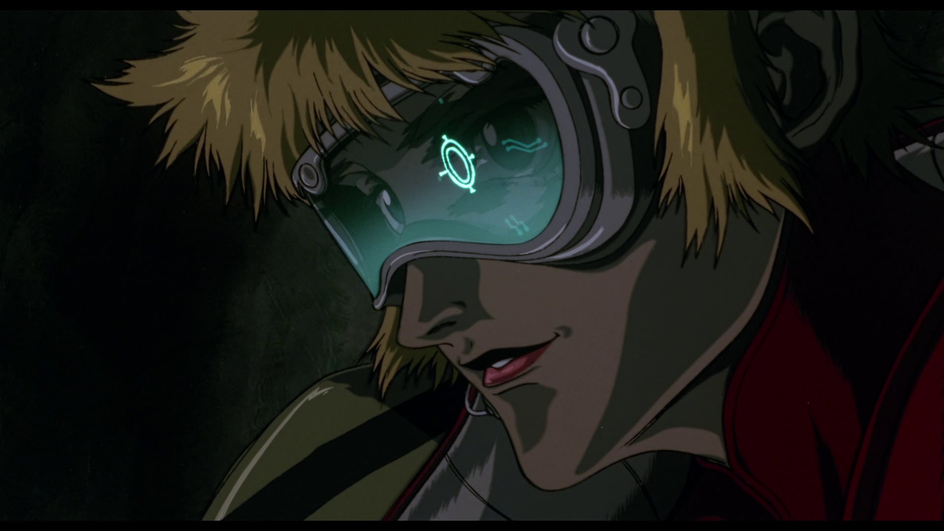 Vampire Hunter D: Bloodlust still of Leila smirking from behind her goggles.