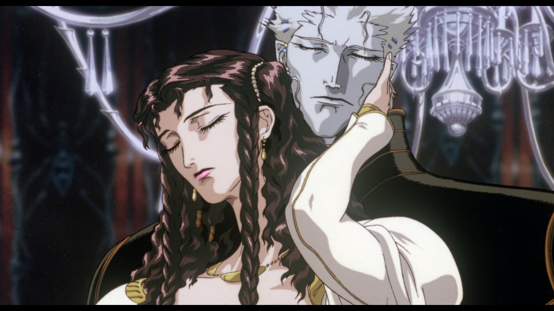 Vampire Hunter D: Bloodlust still of Meier embracing Charlotte.