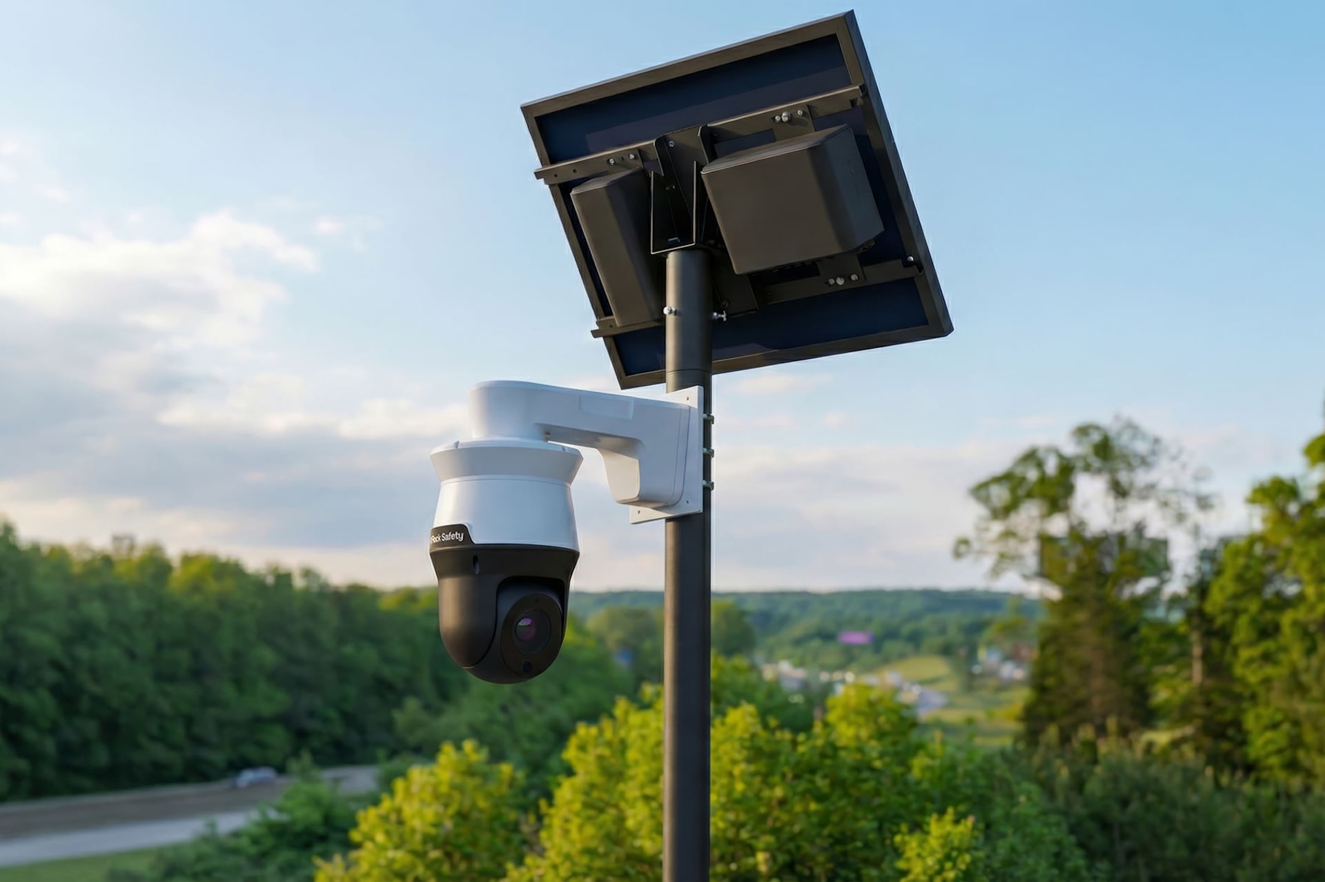 A photo of a Flock Safety camera.