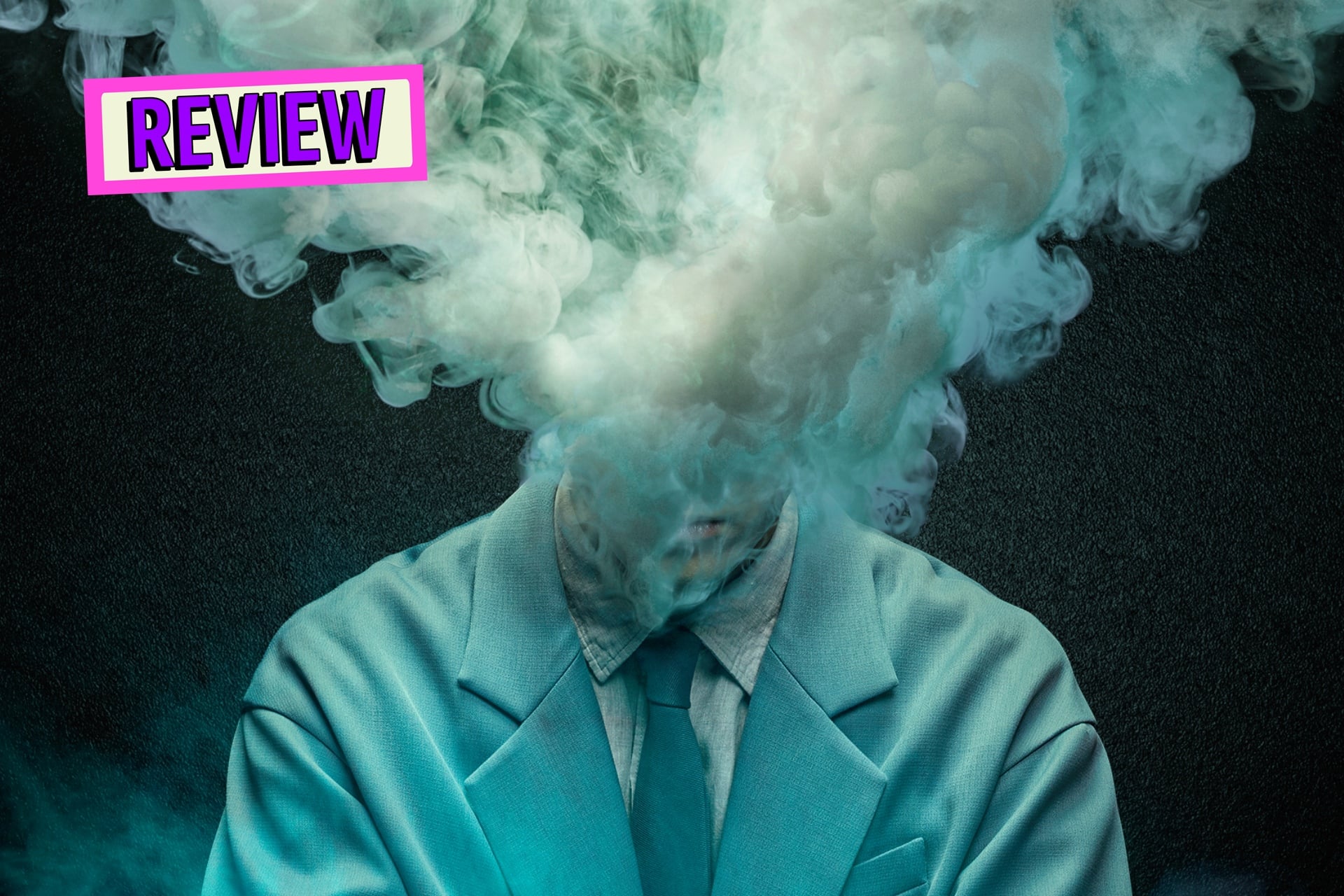 Human Vapor still of smoke emitting where a man's head should be.