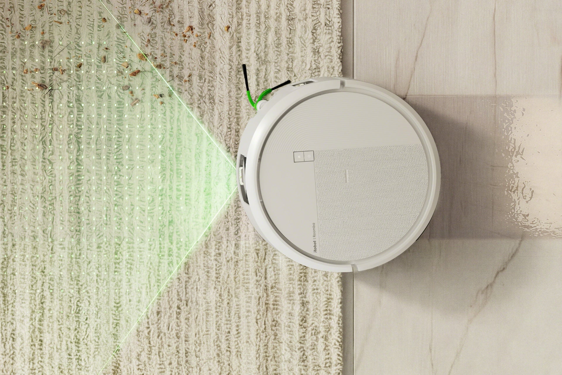 Illustration from above showing the Roomba Plus 575's Obstacle Avoidance.
