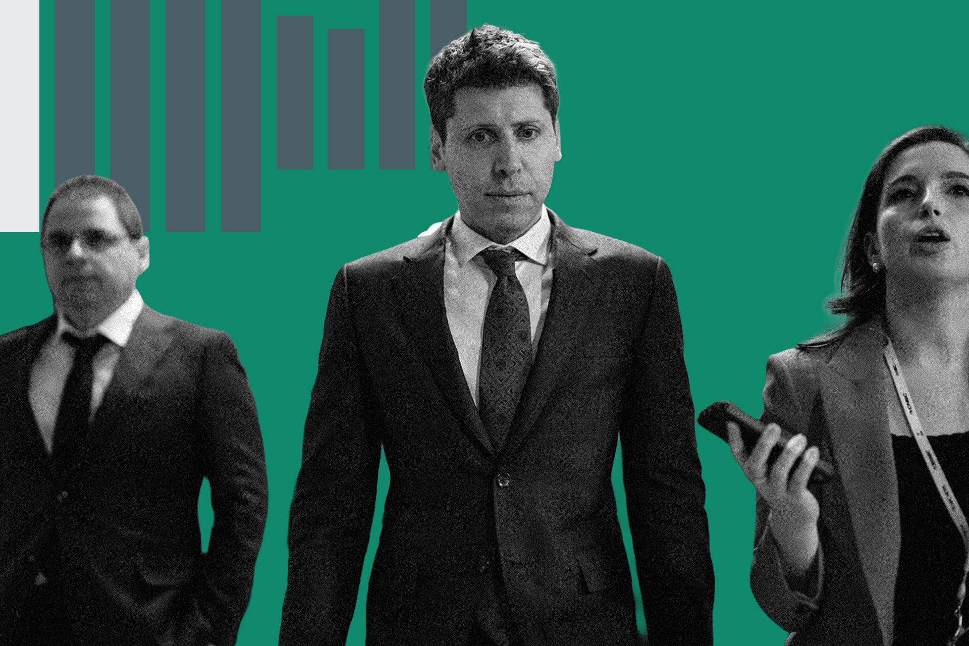 Sam Altman seen with assistants