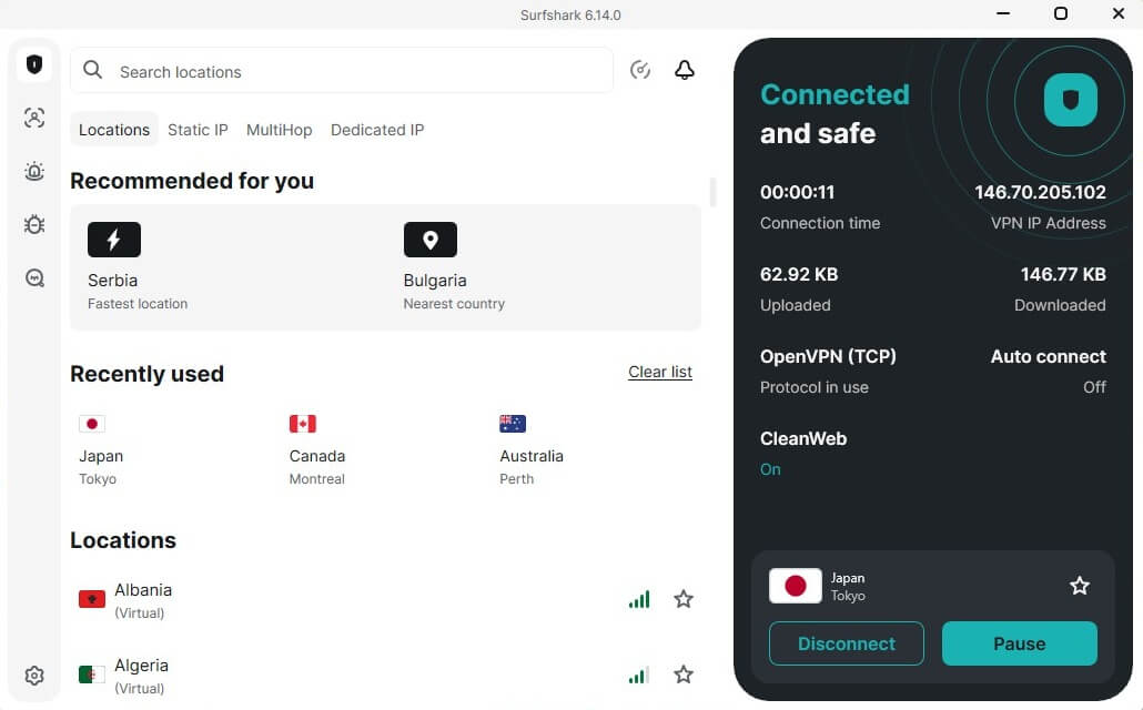Surfshark China Connected Application
