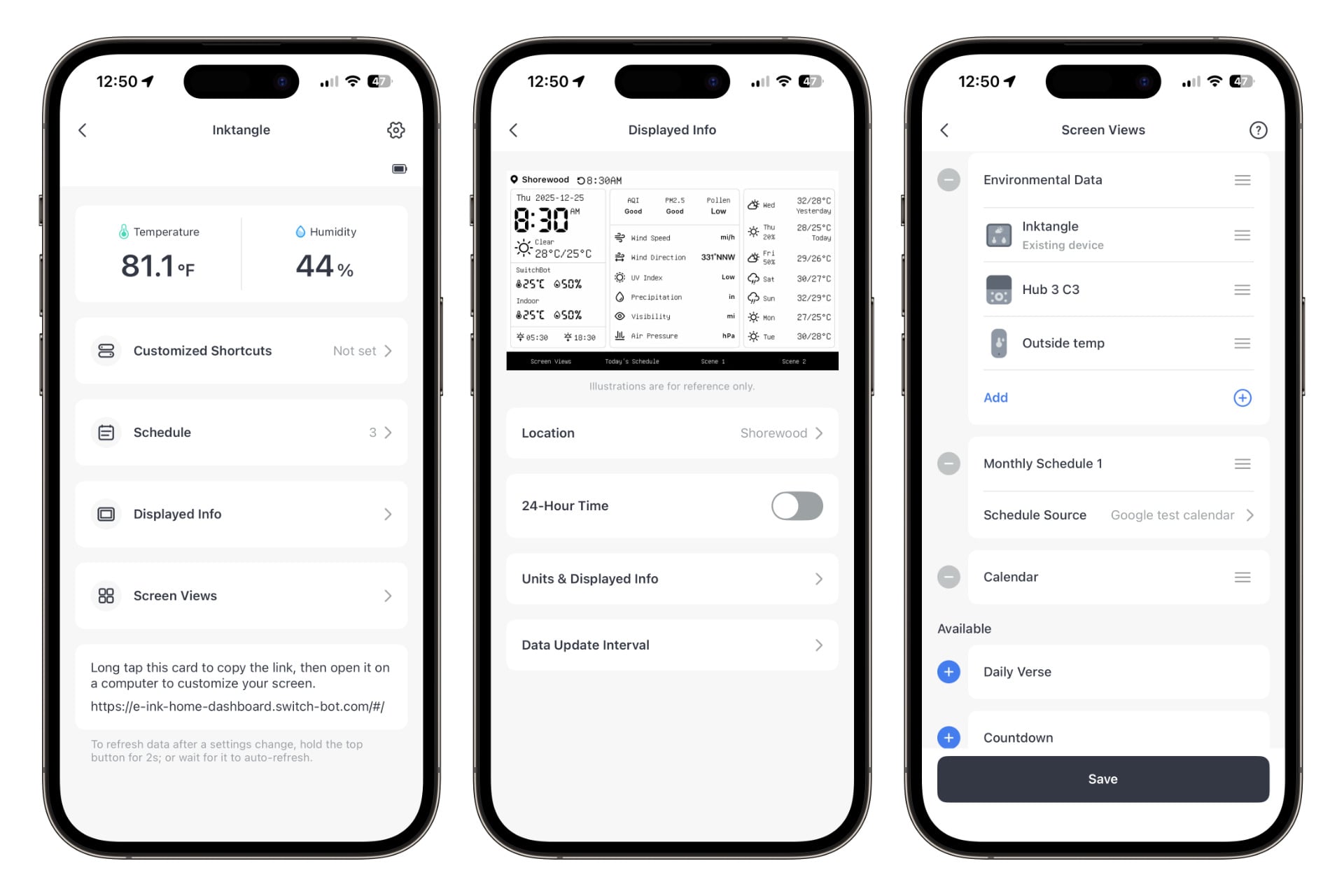 Switchbot Home Dashboard App Views
