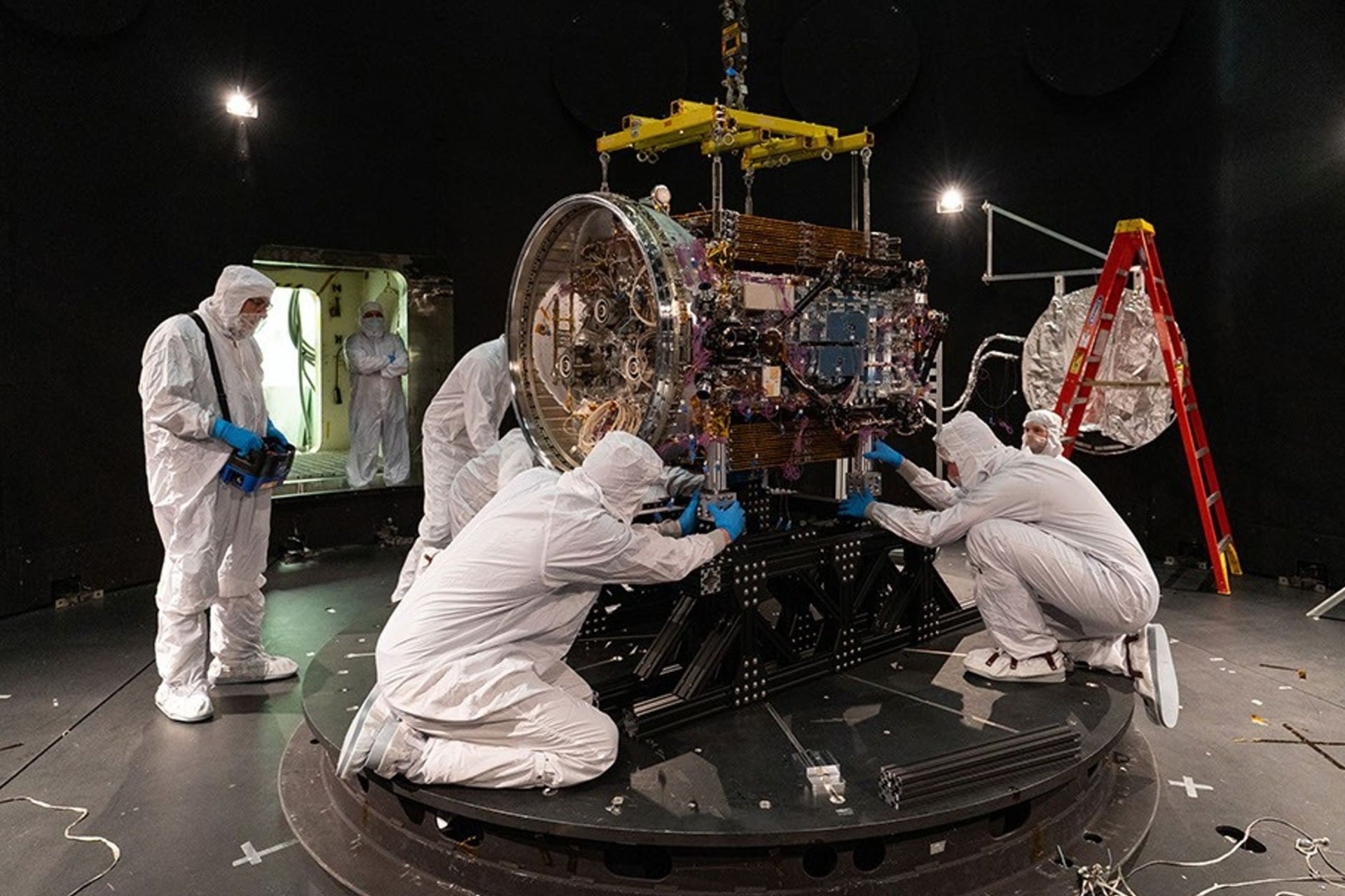 Katalyst Space engineers testing their LINK rescue spacecraft inside NASA Goddard’s Space Environment Simulator back on April 28, 2026.