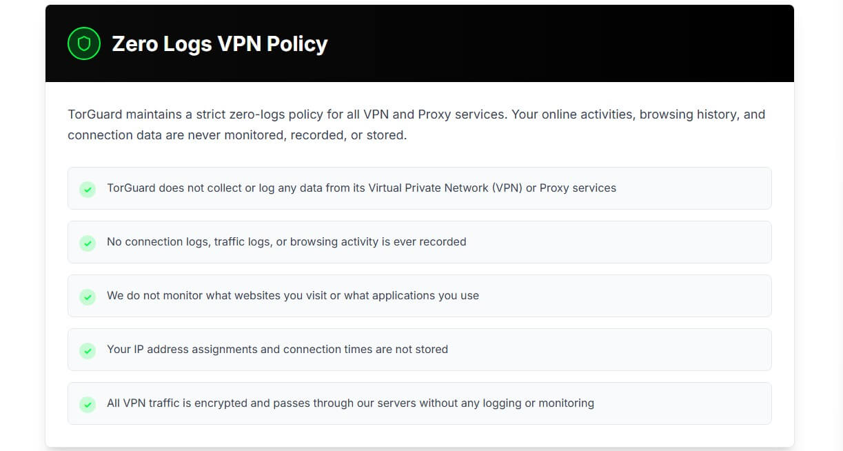 Torguard No Log Policy