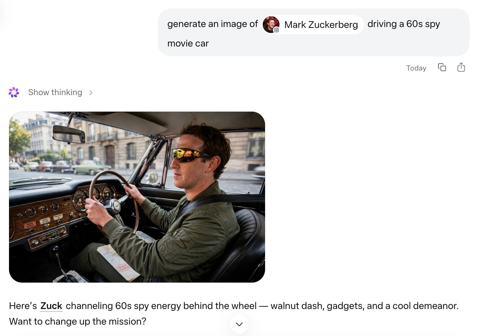 Meta AI generating a picture of Mark Zuckerberg