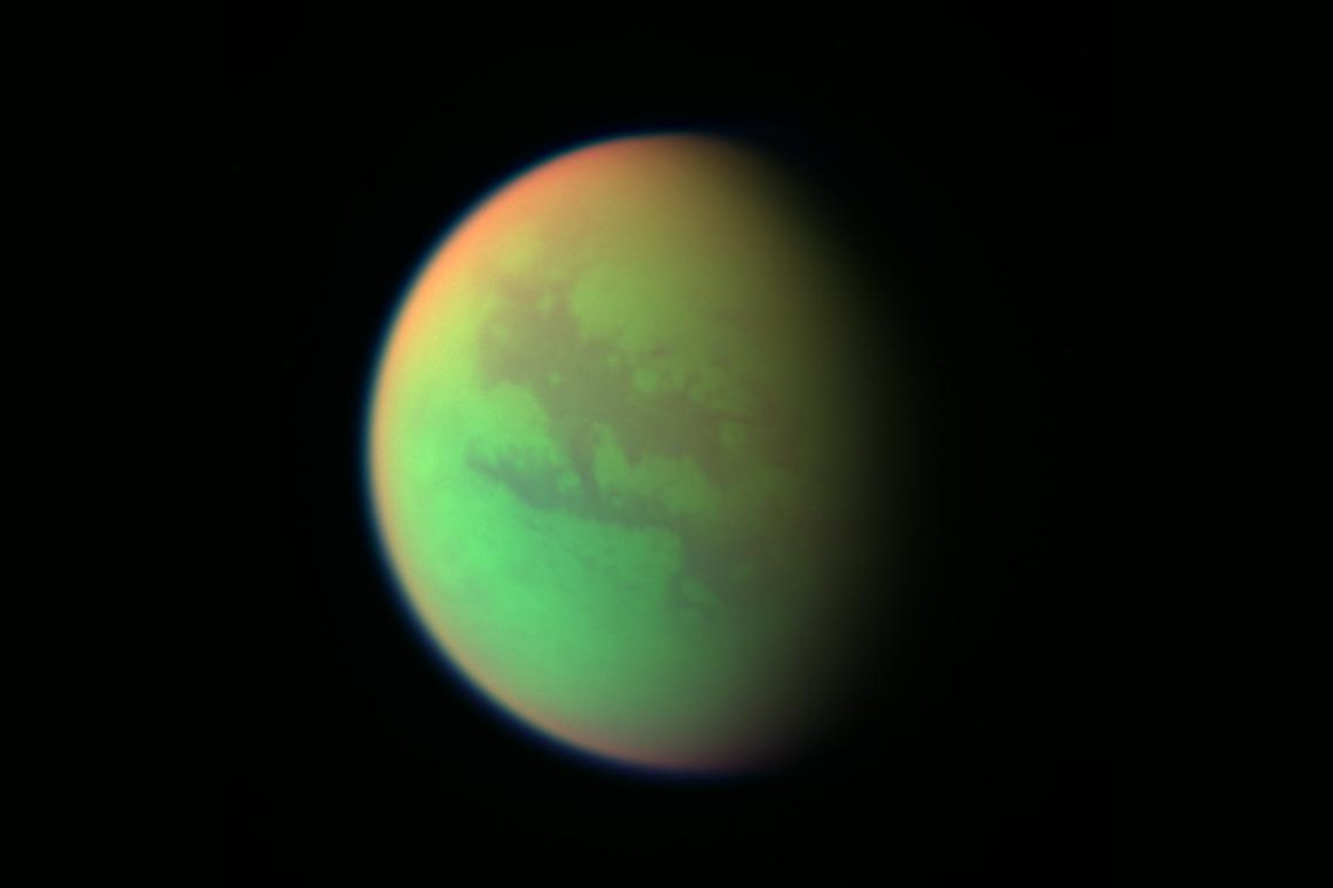 Saturn's moon Titan, captured by NASA's Cassini spacecraft.