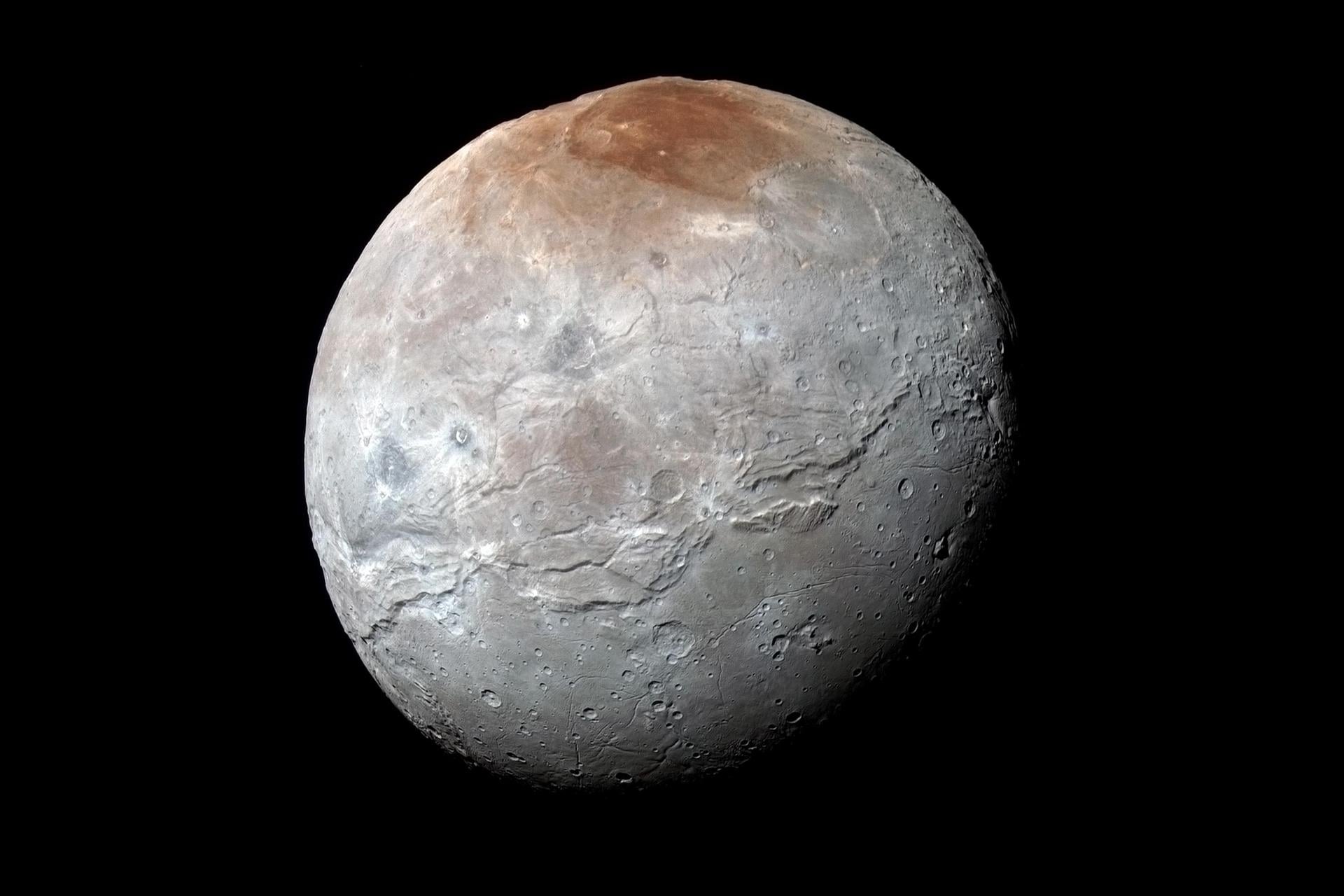 An enhanced color view of Charon, captured by New Horizons on July 14, 2015.