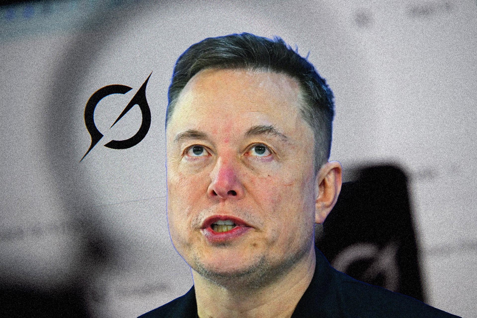 Elon Musk seen against a background with the grok logo