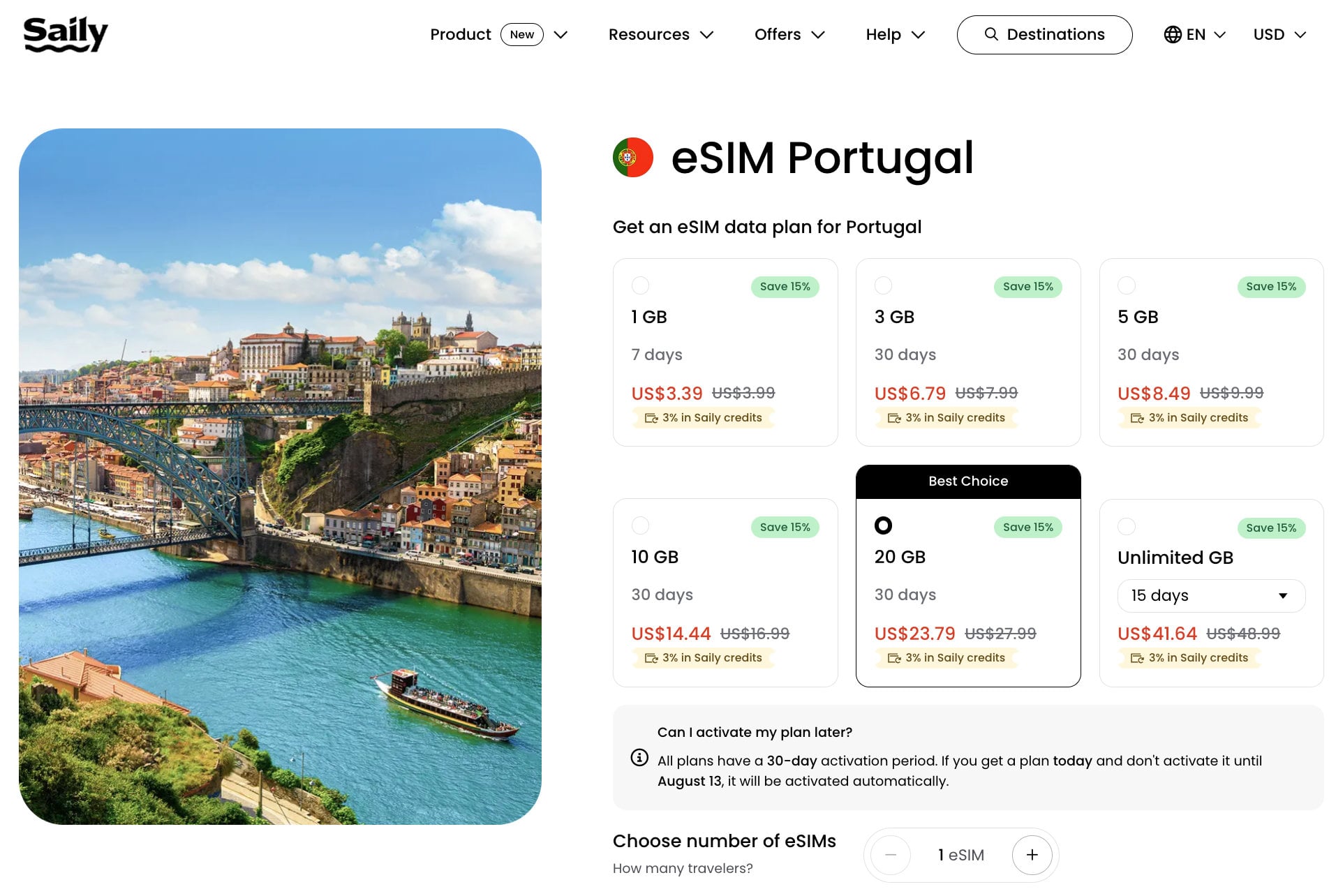 eSIM Saily Portugal