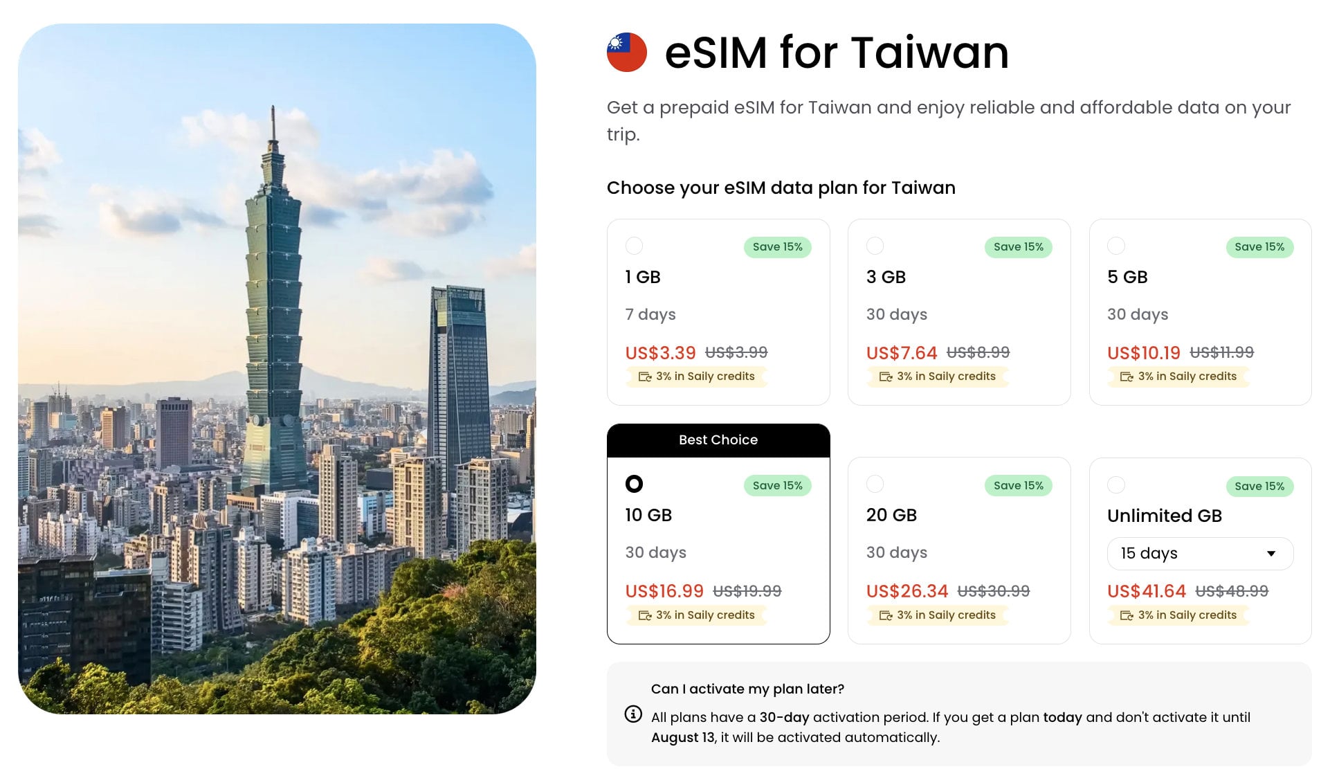 eSIM Taiwan Saily