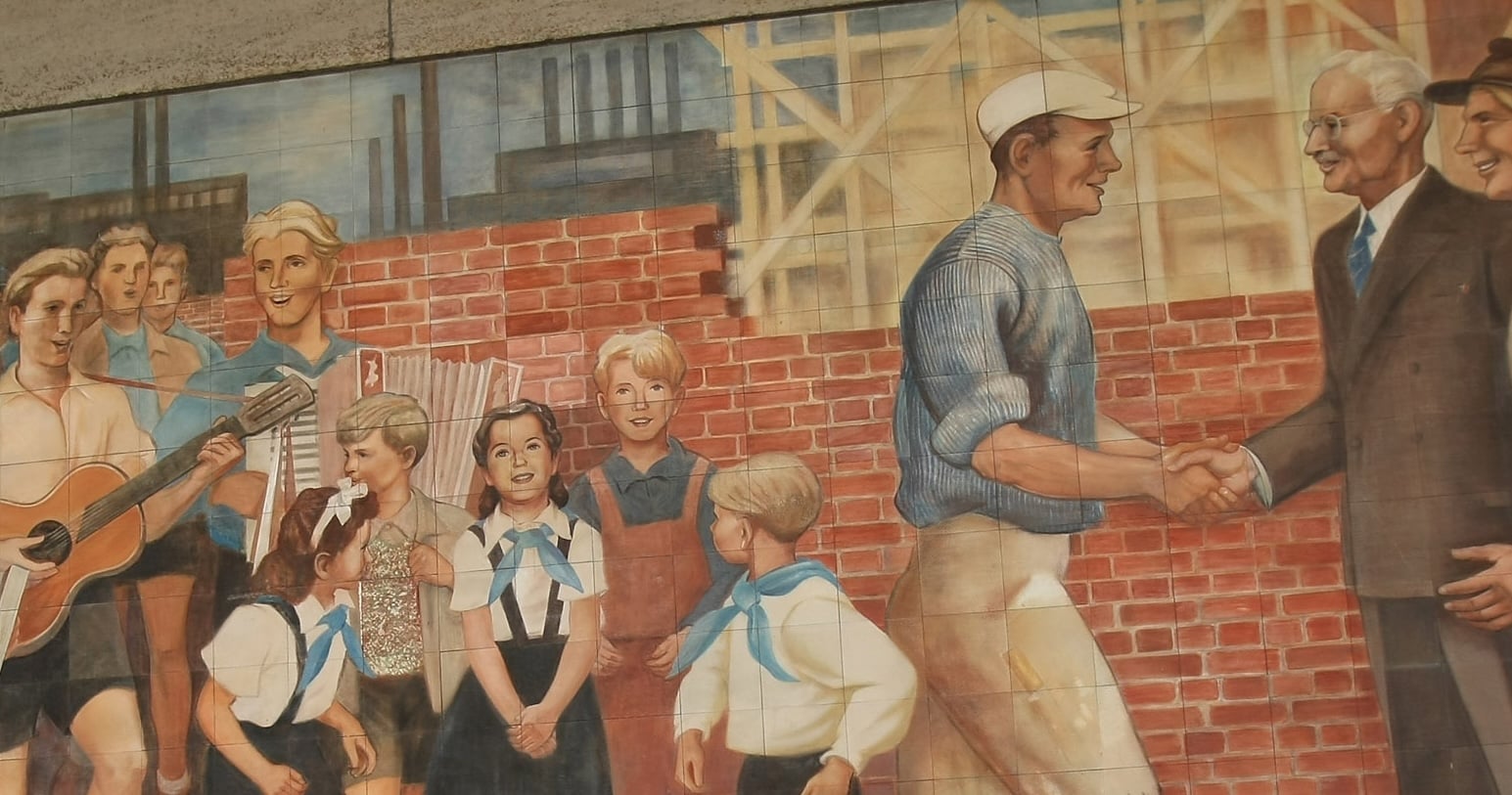 A mural in Germany from the communist days