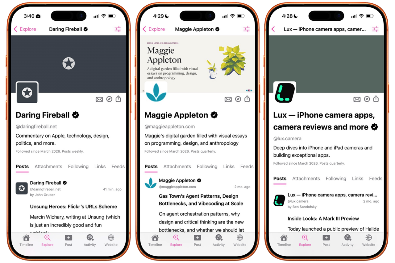 An image of three profile pages in HyperTexting