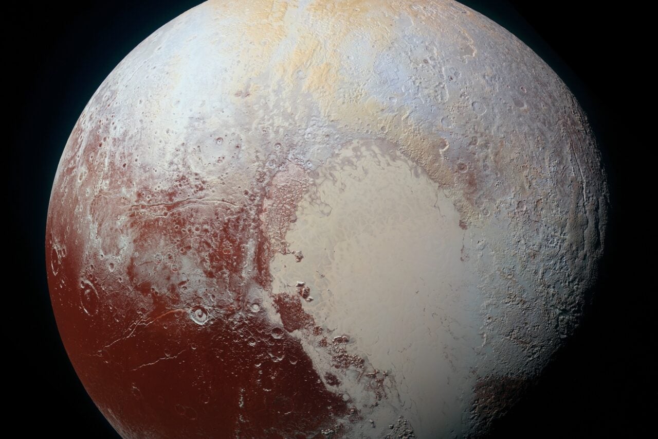 Enhanced color global view of Pluto