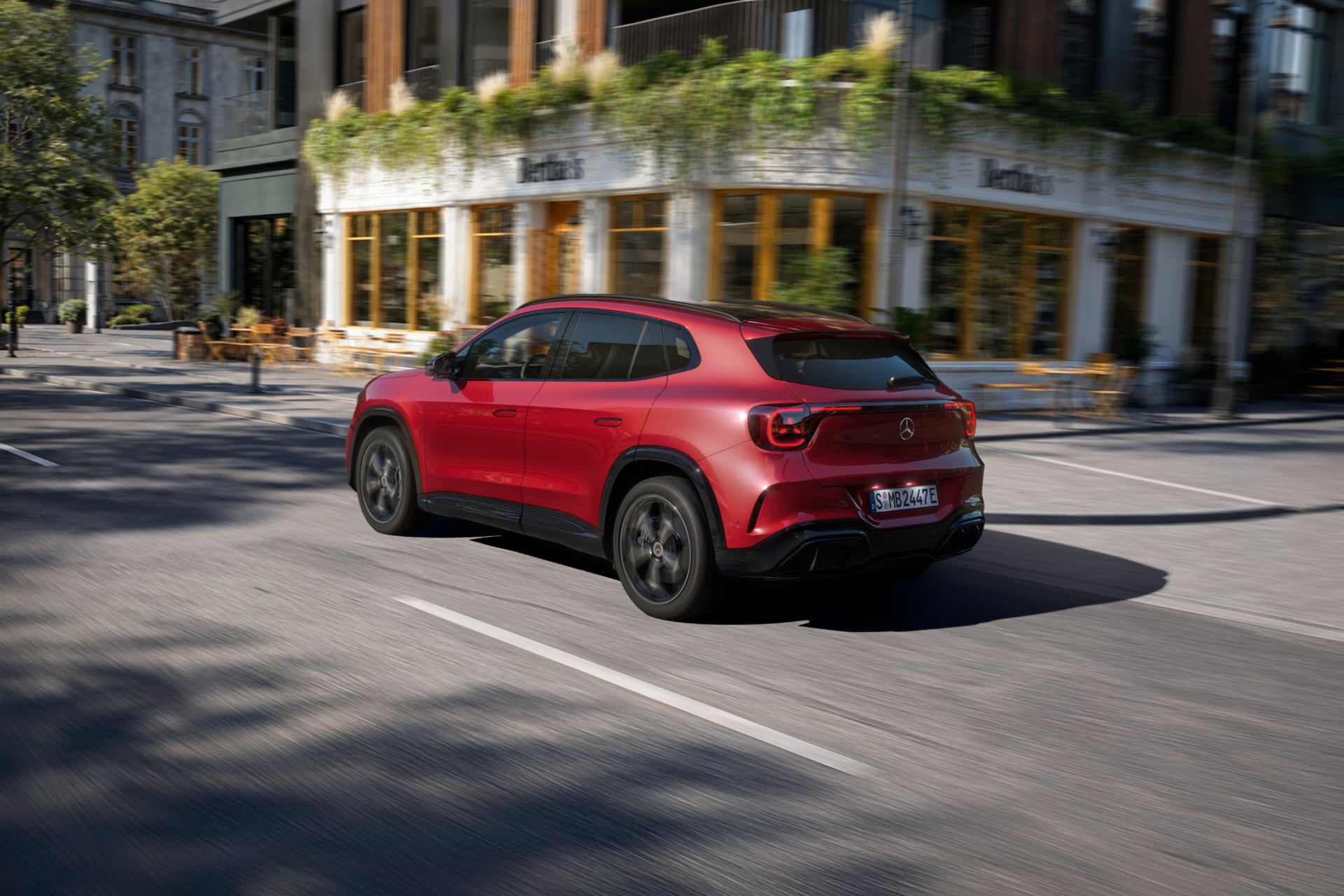 Mercedes-Benz New GLA Electric is seen from the back.