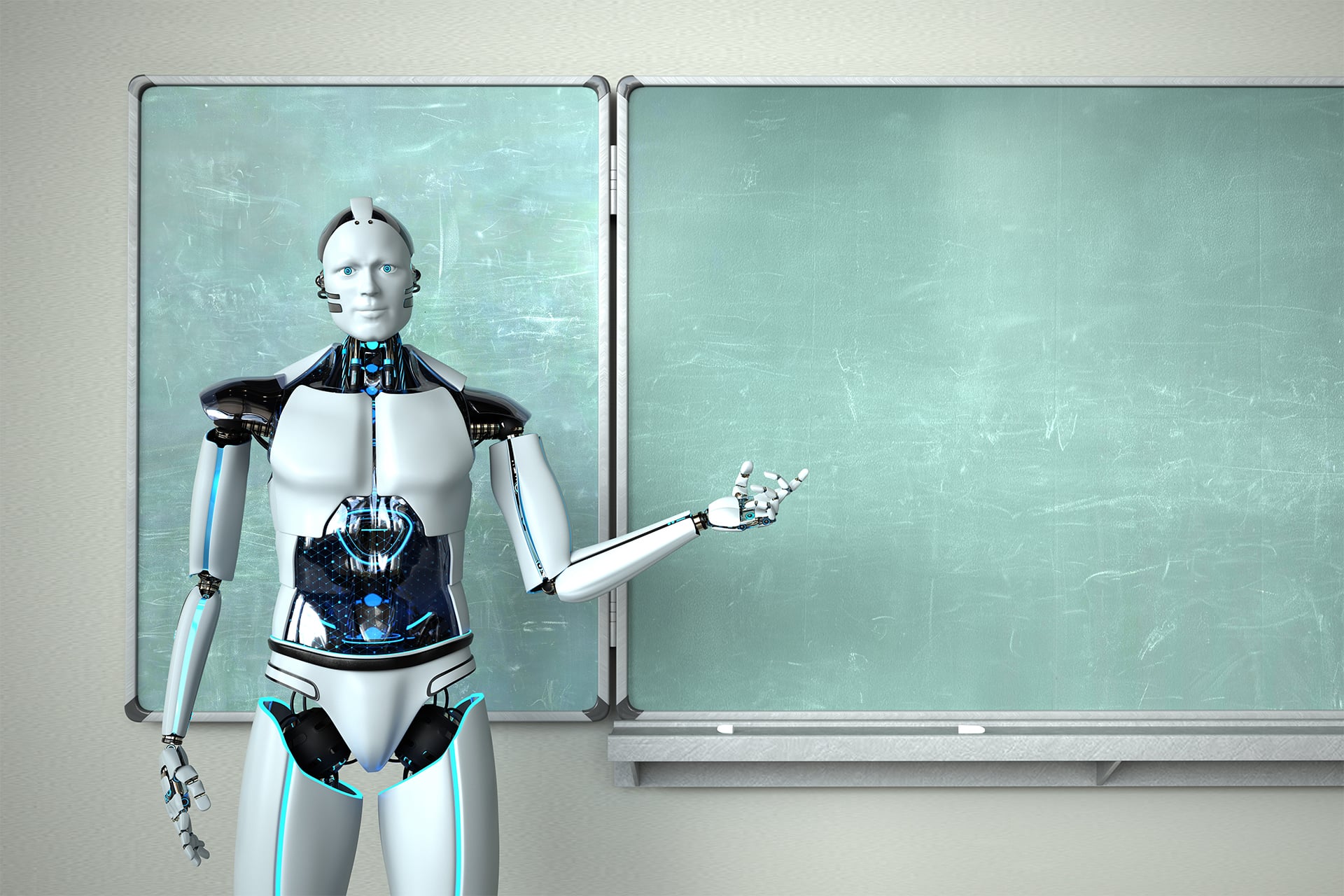 A teacher robot that is not the same as the Realbotix teacher robot. 