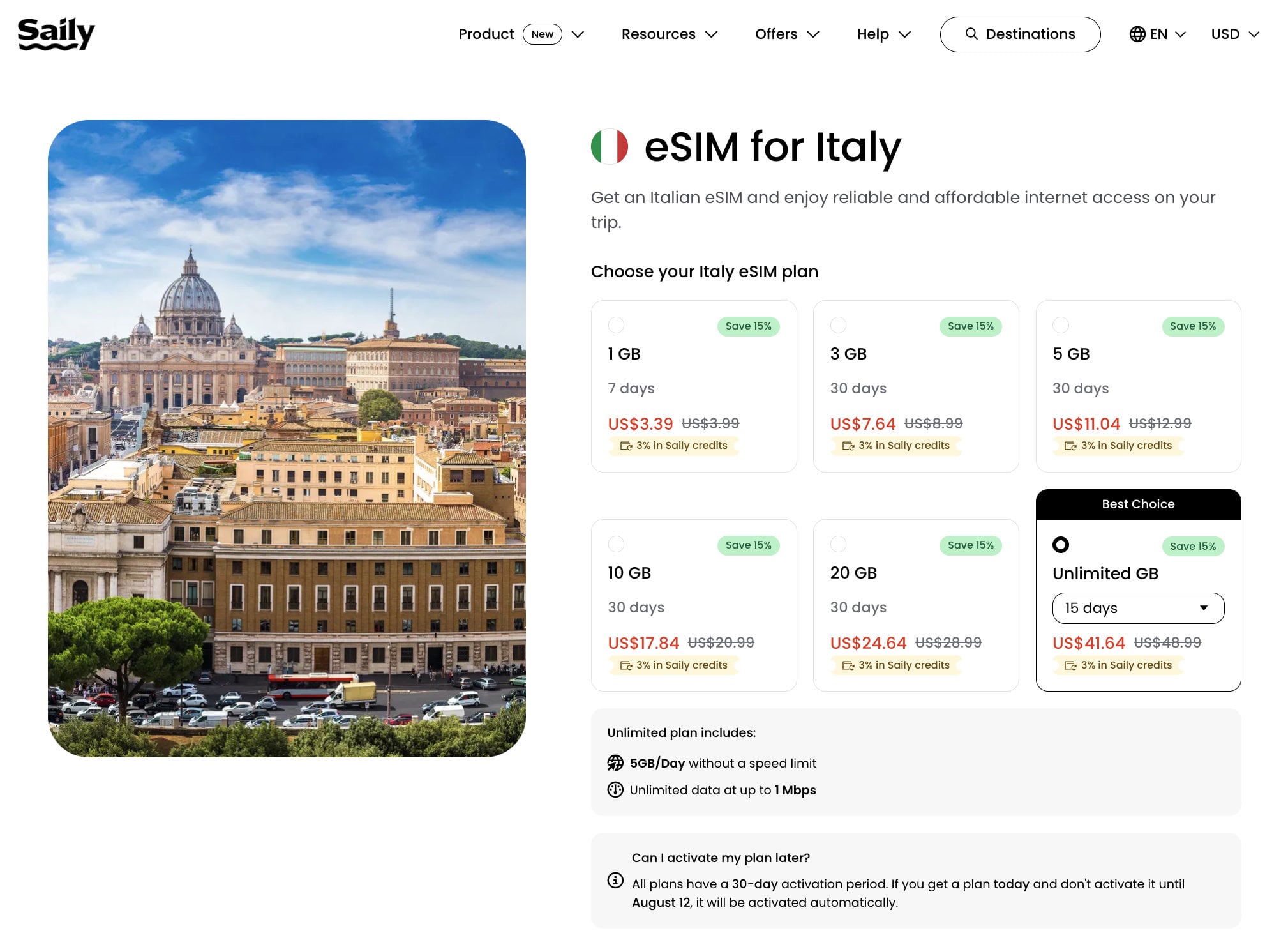 Saily eSIM Italy