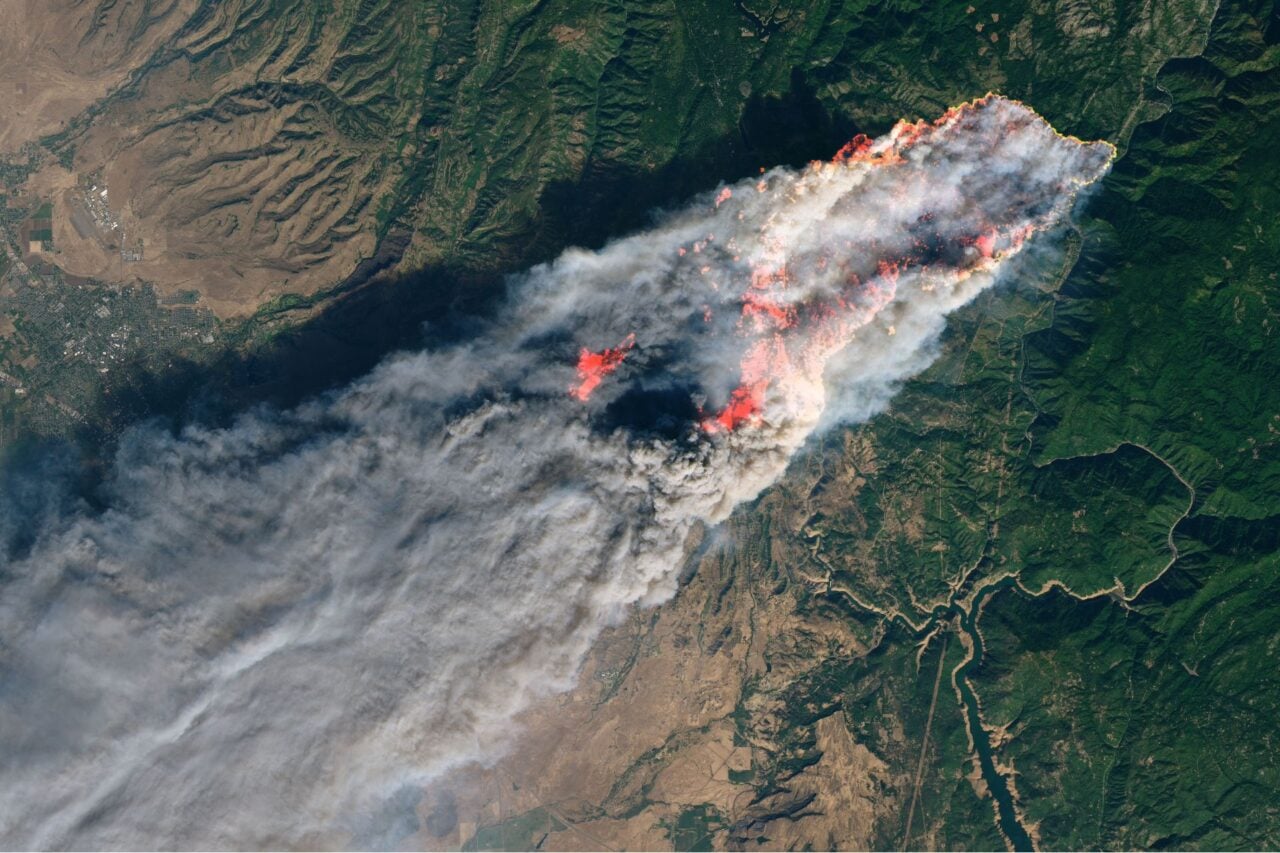 The Camp fire seen from high above