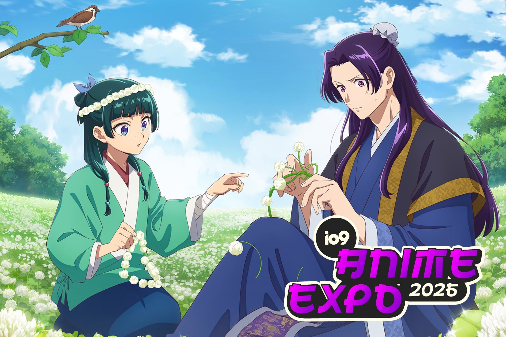The Apothecary Diaries key visual of Maomao and Jinshi making flower ribbons.