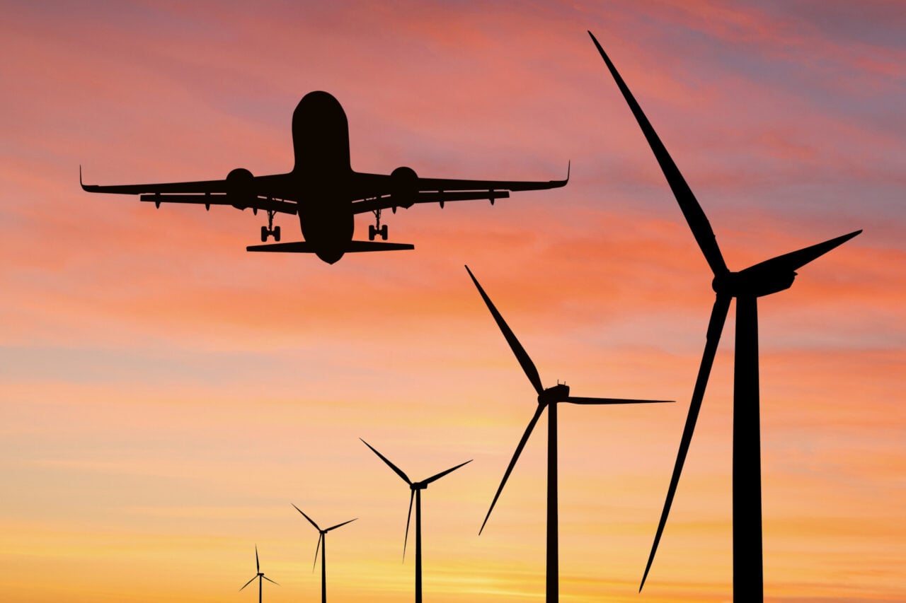 Wind Turbines And Airplane