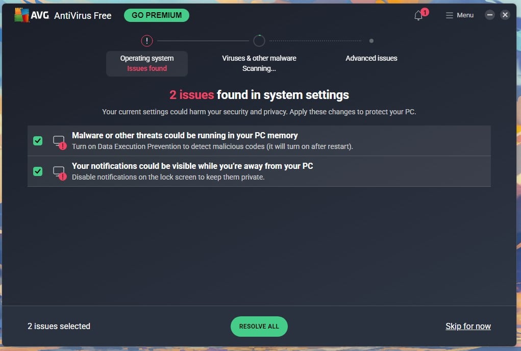 Avg Free Issues Detected